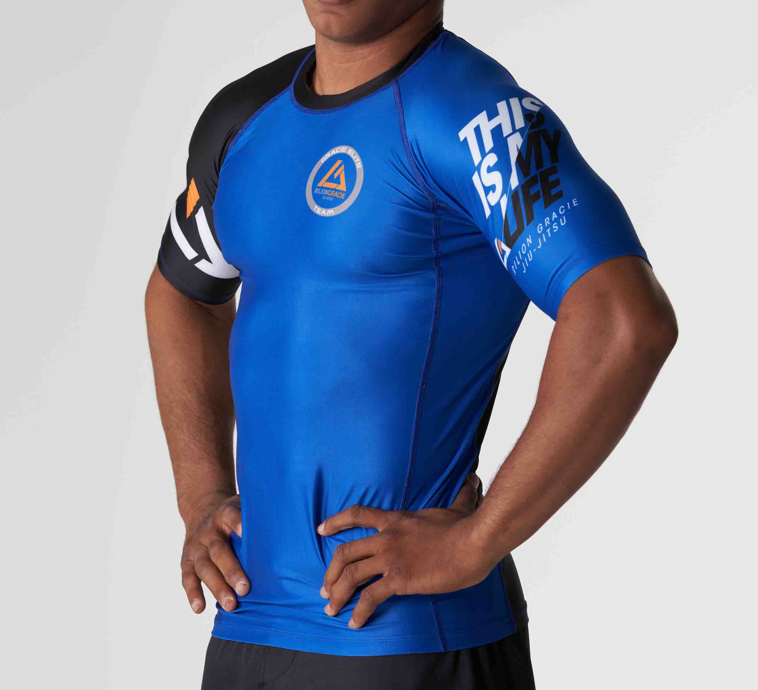 Rilion Gracie Ranked Short Sleeve Rashguard Blue、mySite、gigharbornorthrealestate