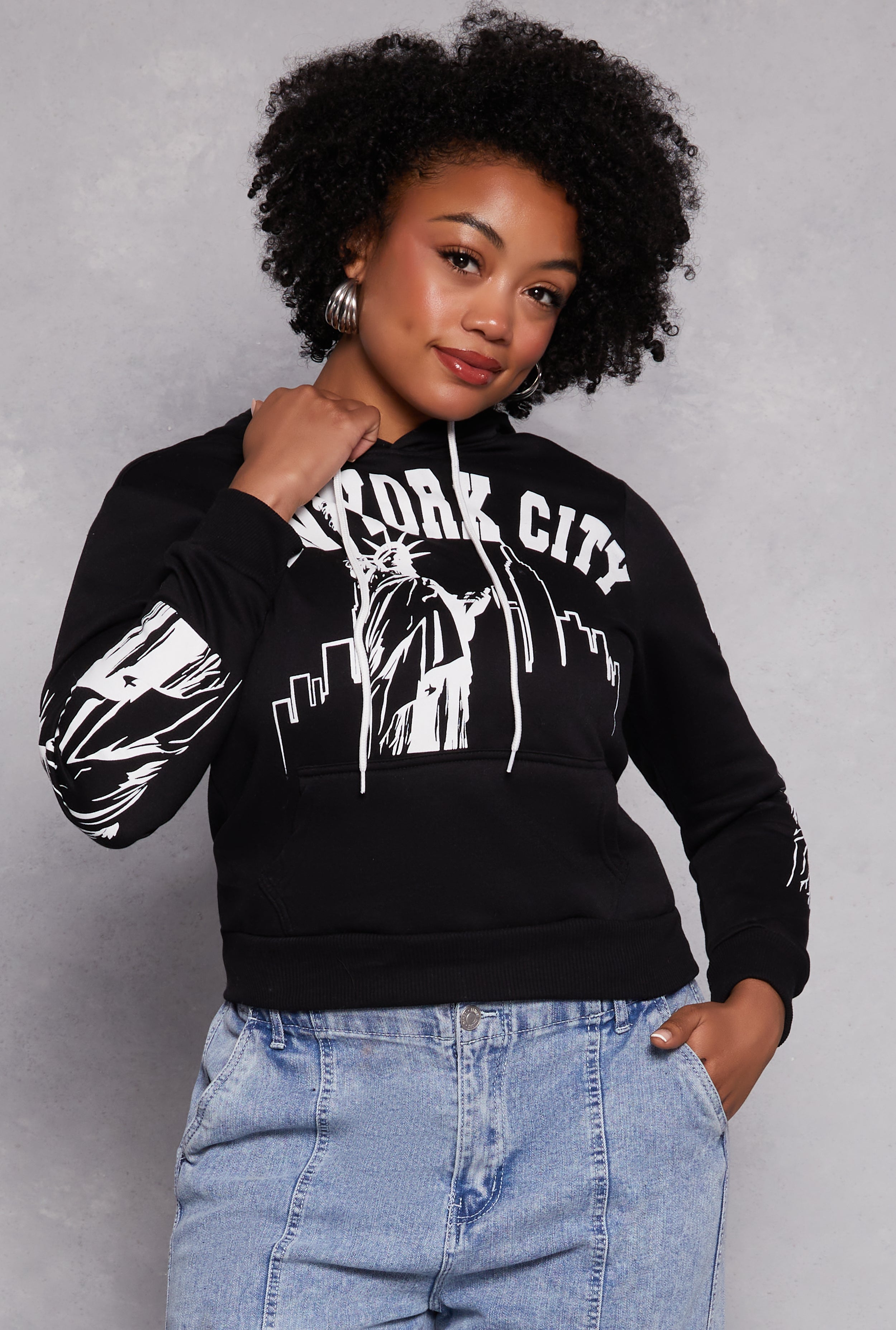 Plus Size New York City Graphic Hoodie、mySite、camillekostekn