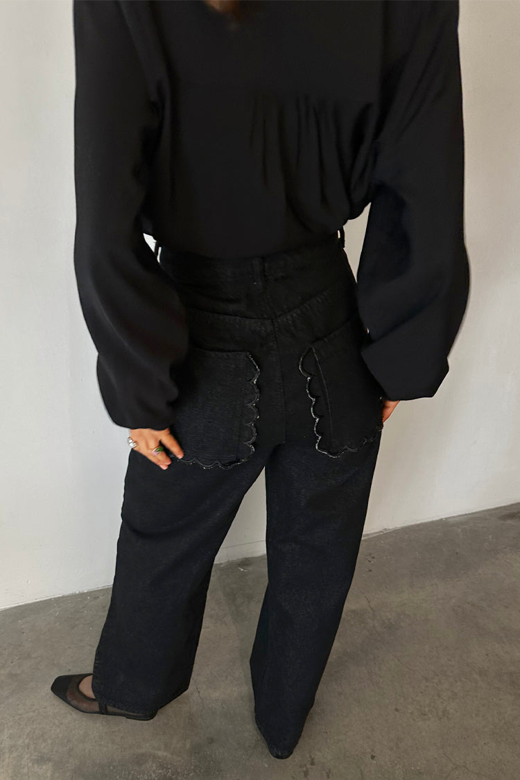 Black Scallop Detail Jeans、mySite、solidvoid