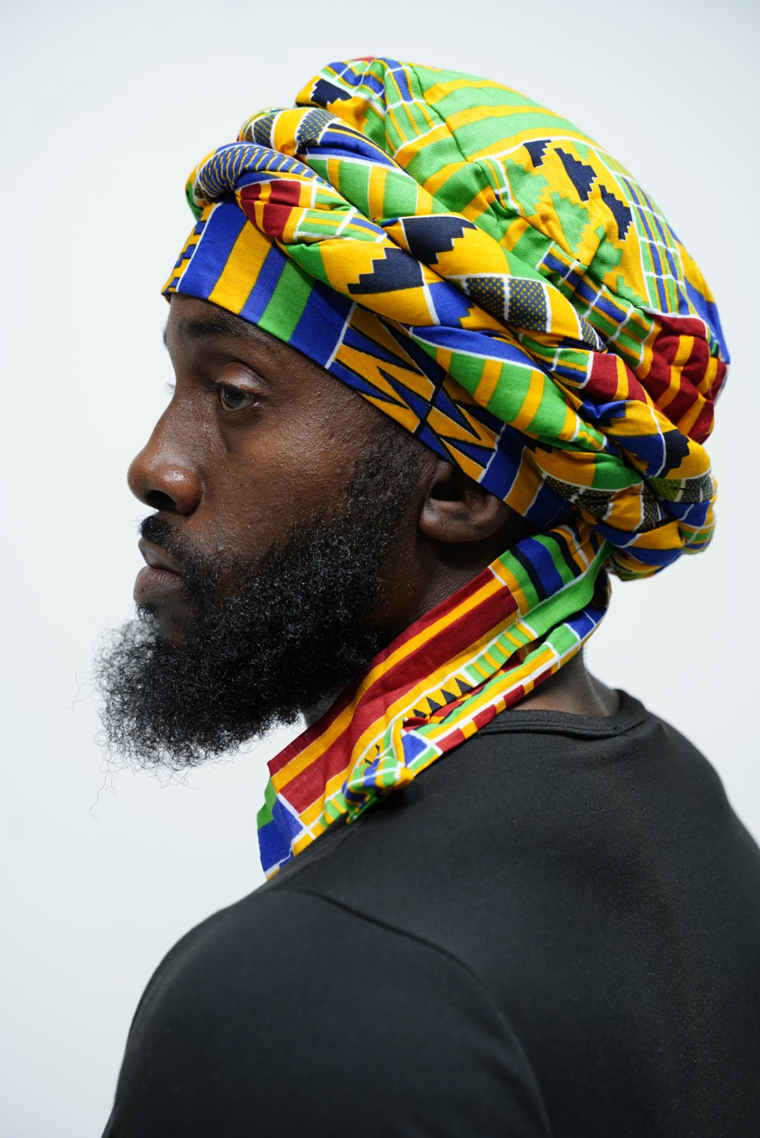 Dupsie's Nsroma Kente African Print pre-wrapped Turban DPH4075PT、mySite、solidvoid