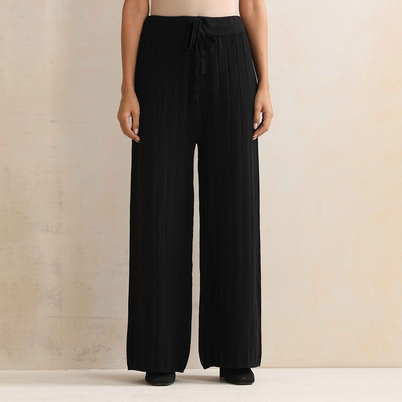 Woolen Solid Flared Pant For Women | Black、mySite、camillekostekn