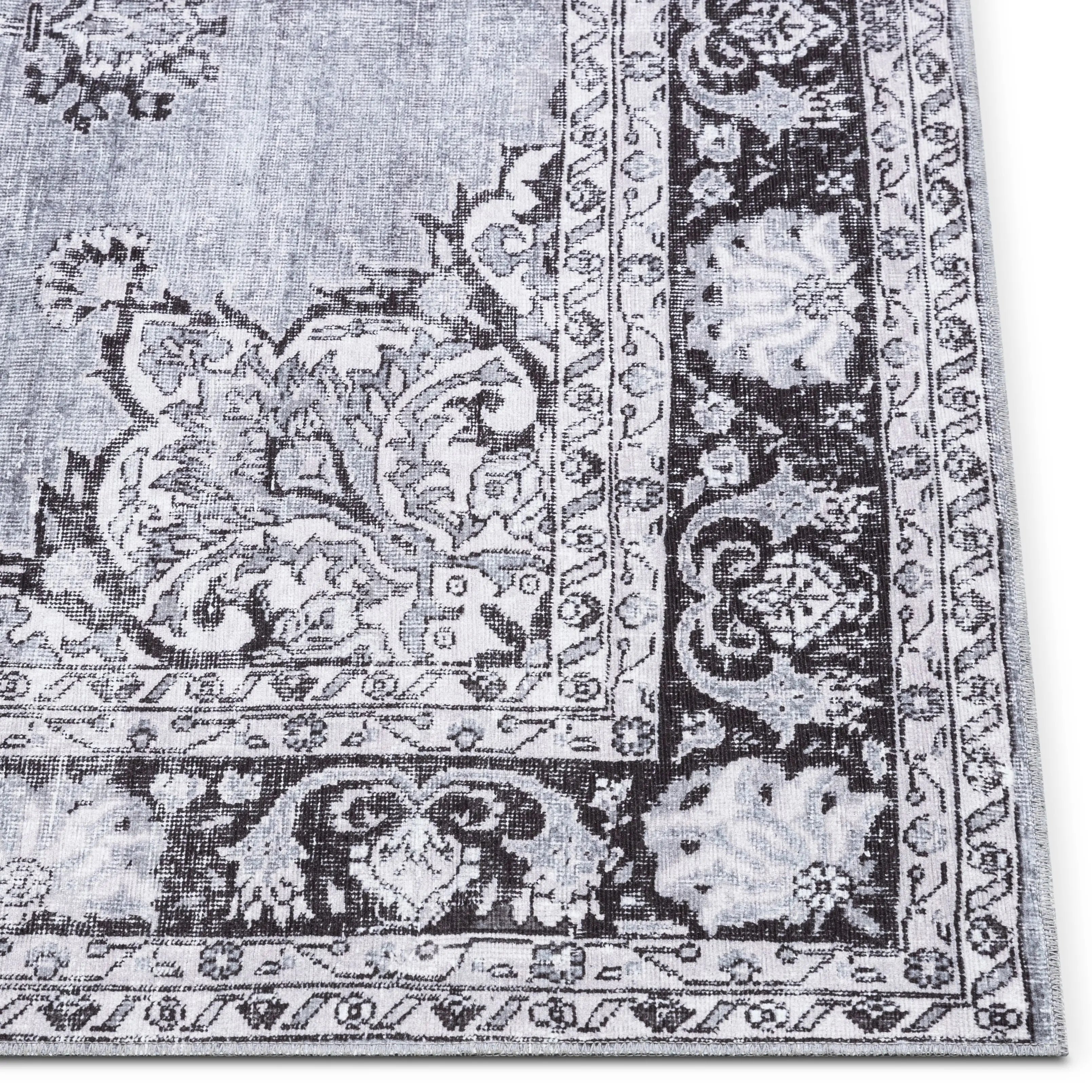 Tarifa Vintage Bohemian Medallion Grey Machine Washable Rug、mySite、gigharbornorthrealestate