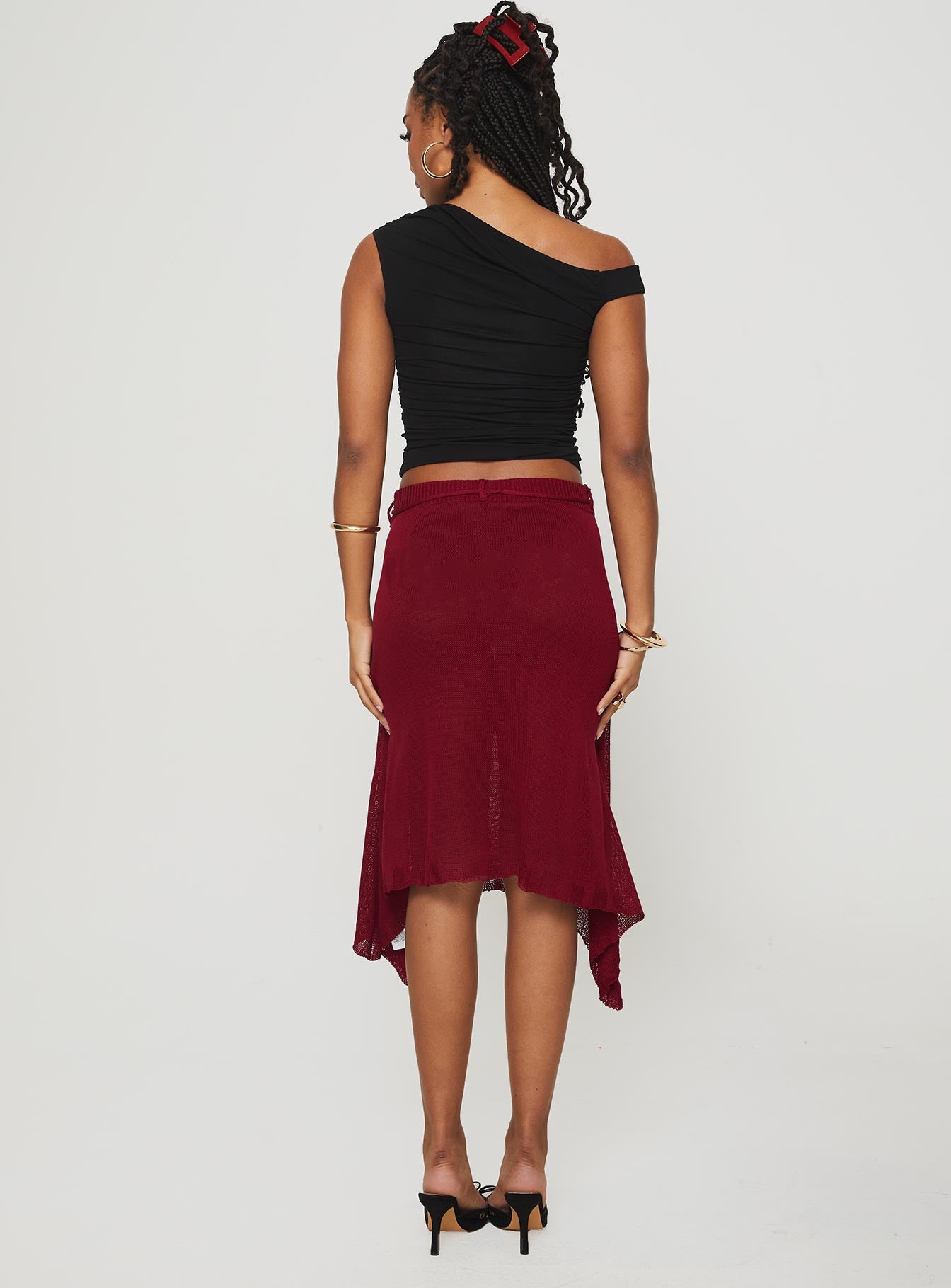 Leysa Midi Skirt Red、mySite、solidvoid