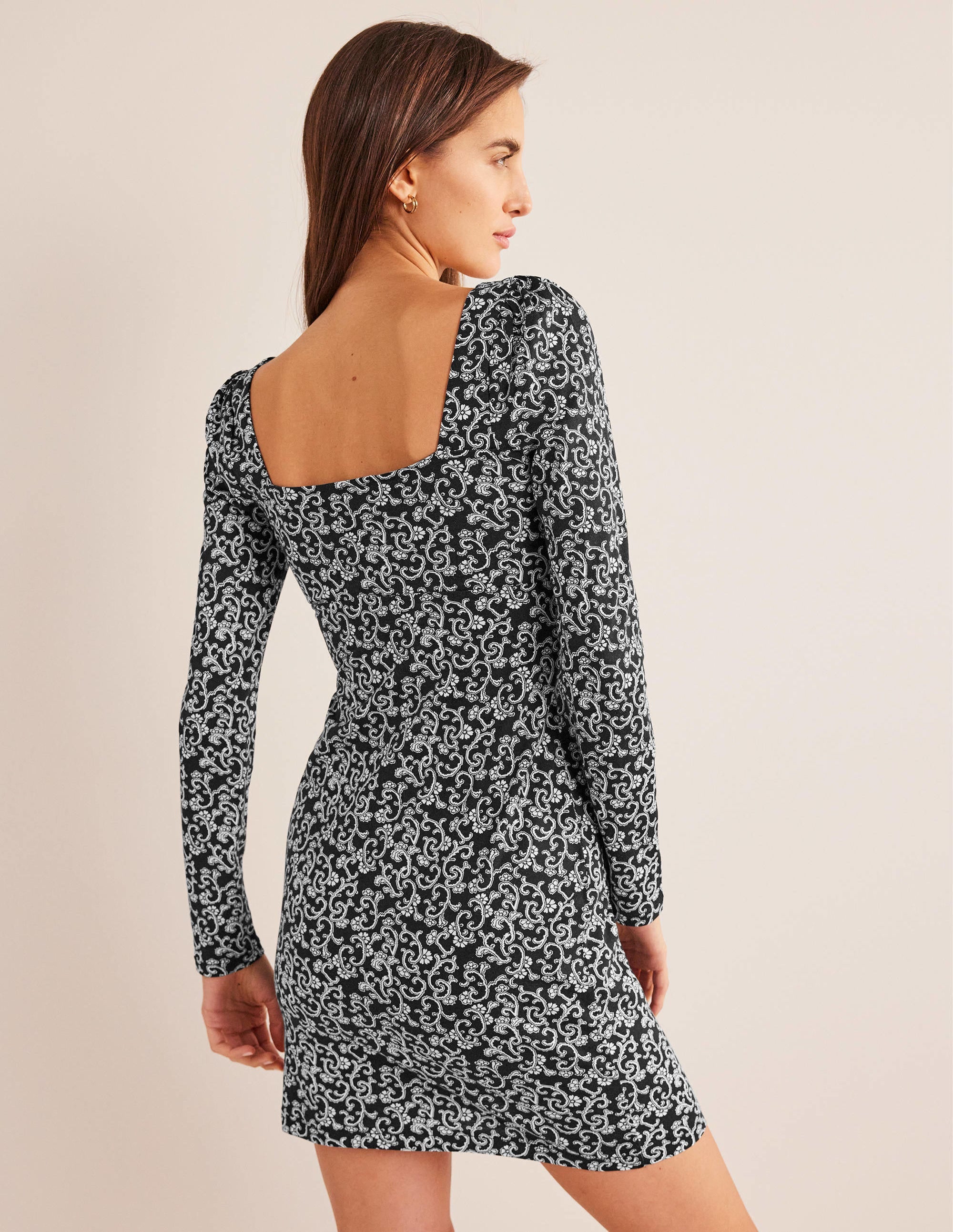  Sweetheart Jersey Mini Dress-Black, Swirl Sprig、mySite、ashleygrahame