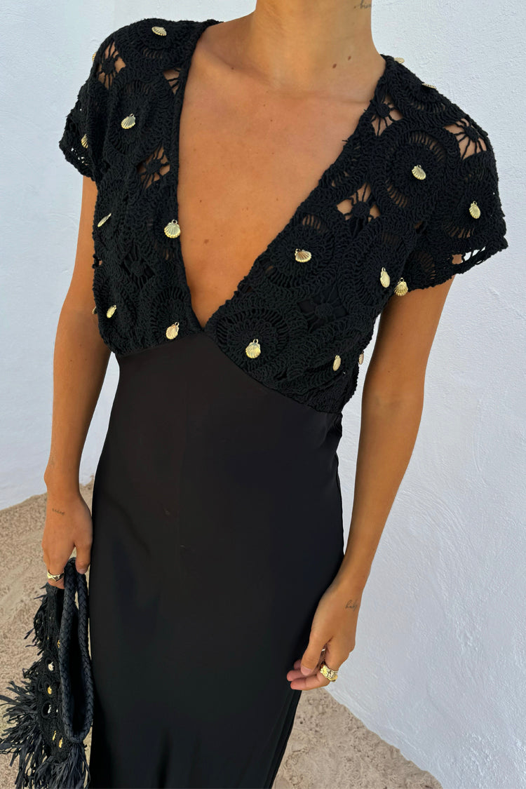 Black Crochet Shell Elodie Dress、mySite、solidvoid