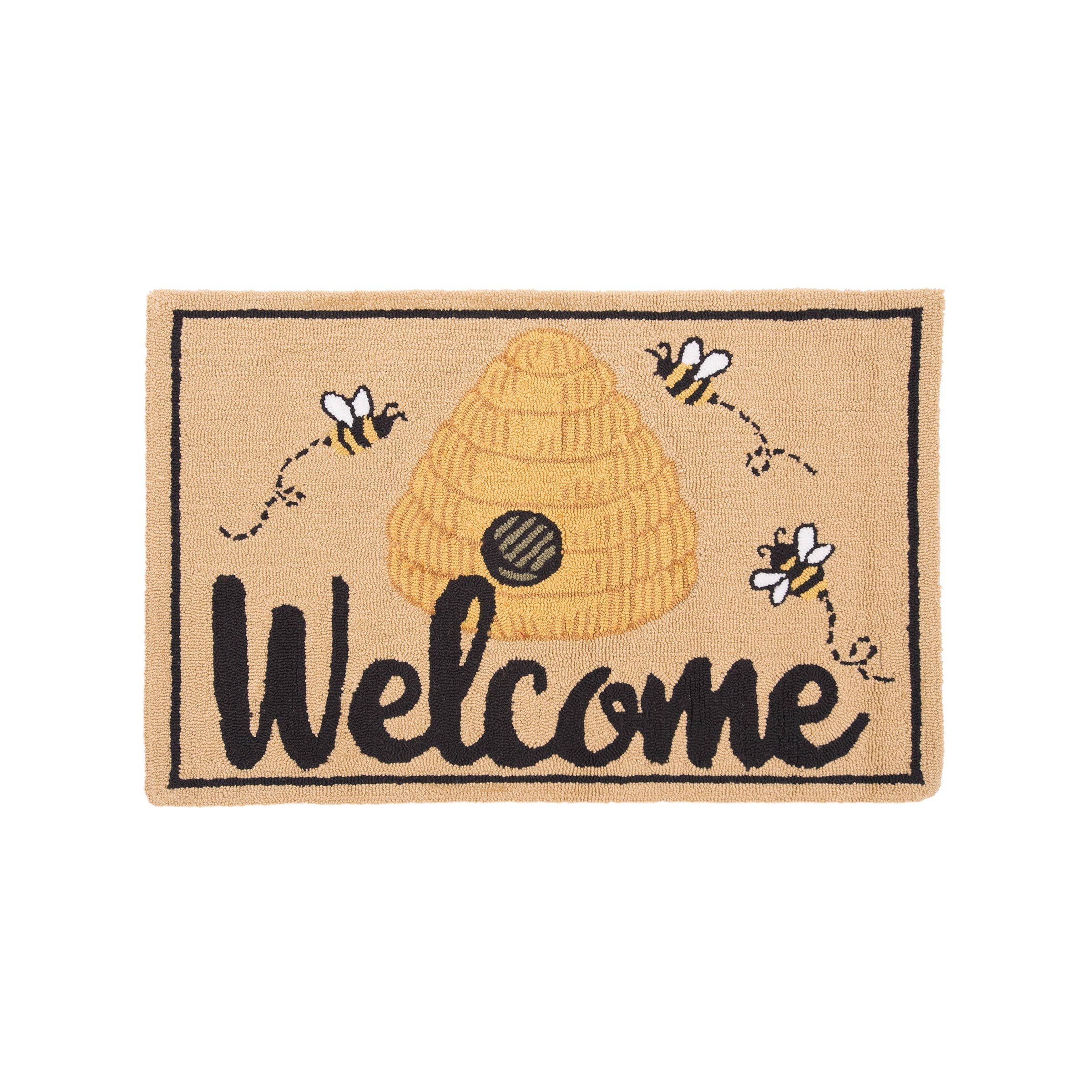 Welcome Bee Hive Hooked Rug-Honey Bee Lovers*、mySite、g9winljtr