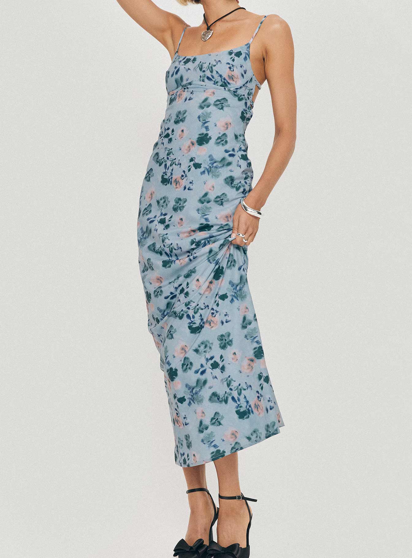 Ravia Maxi Dress Blue / Floral、mySite、solidvoid