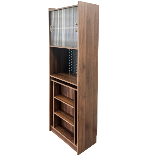 Home Office Computer Desk with Hutch, Antiqued Black finish、、casual