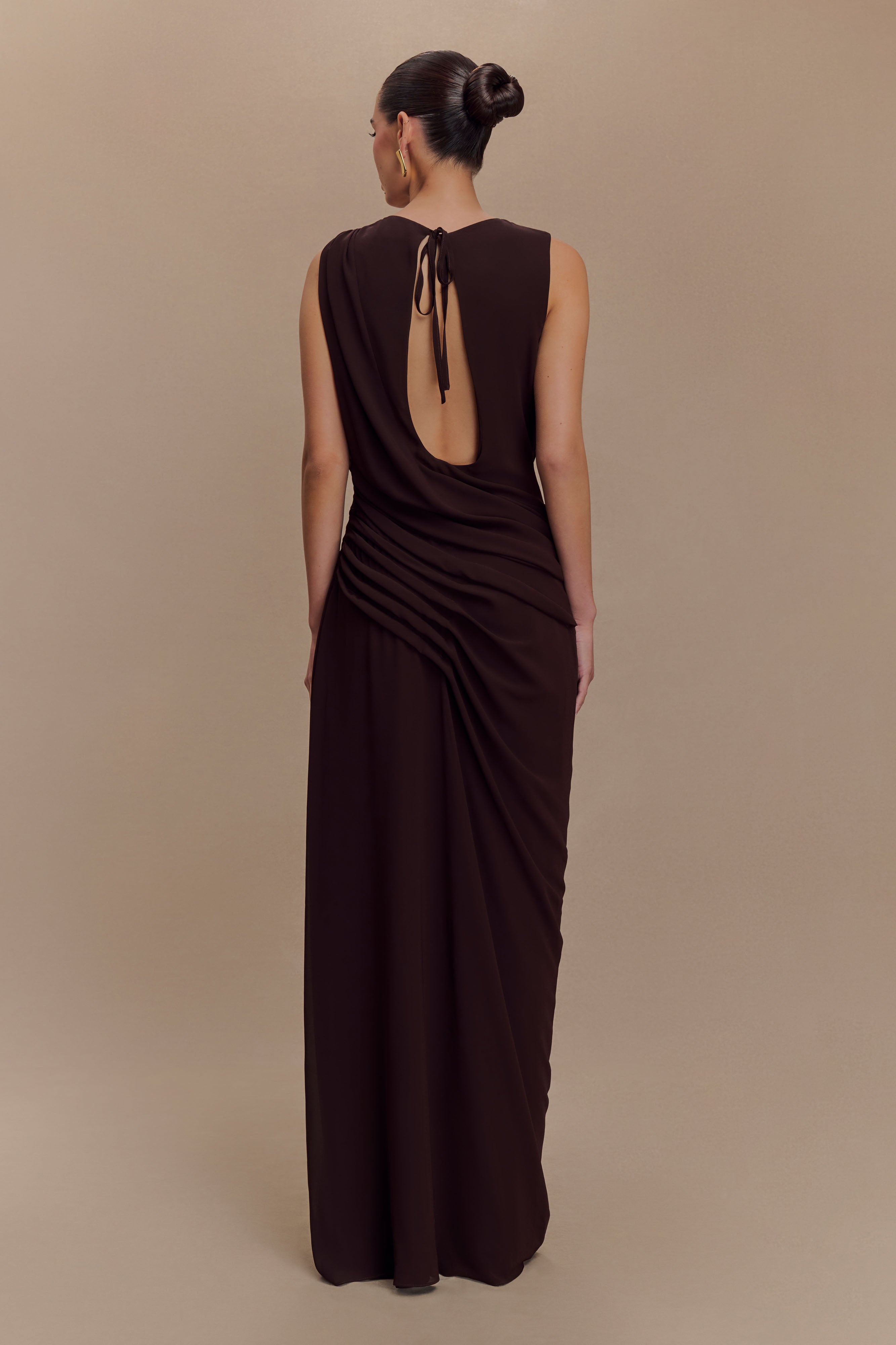 Oria Chiffon Maxi Dress - Cacao Brown、mySite、solidvoid