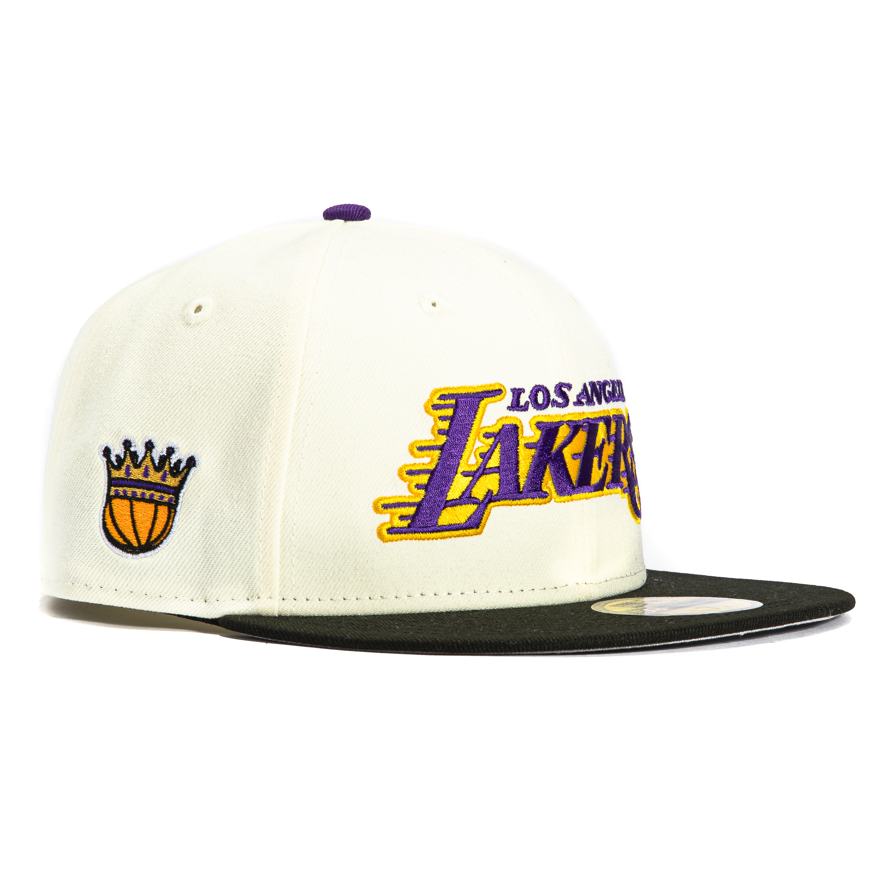 New Era 59Fifty Los Angeles Lakers Crown Patch Word Motion Hat - White, Black、mySite、vikingsvslions