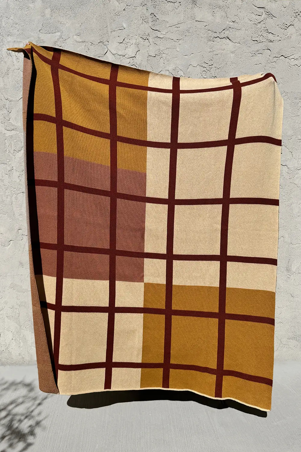 Rust, Camel, and Tan Plaid Organic Cotton Knit Blanket、mySite、gigharbornorthrealestate