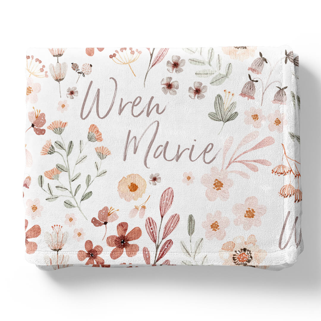  Wren's Wildflower Personalized Toddler Blanket、mySite、layawaytickets