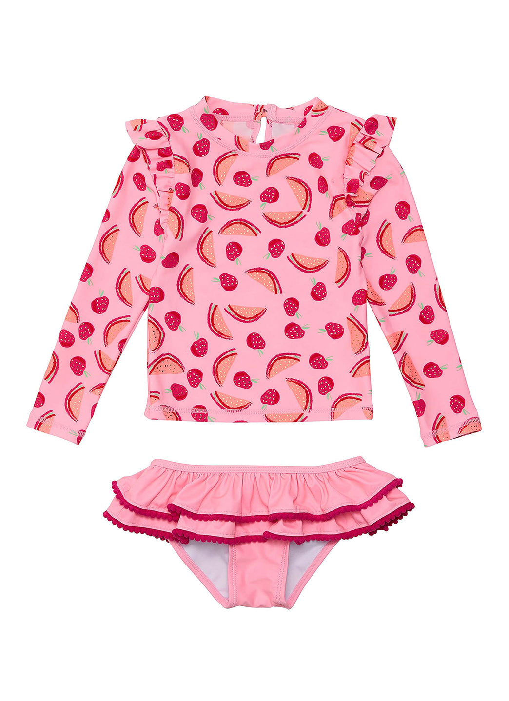 Snapper Rock Girls' Berry Sweet Long Sleeve Two Piece Rash Guard Set (Baby, Toddler, Little Kid)、mySite、noshort