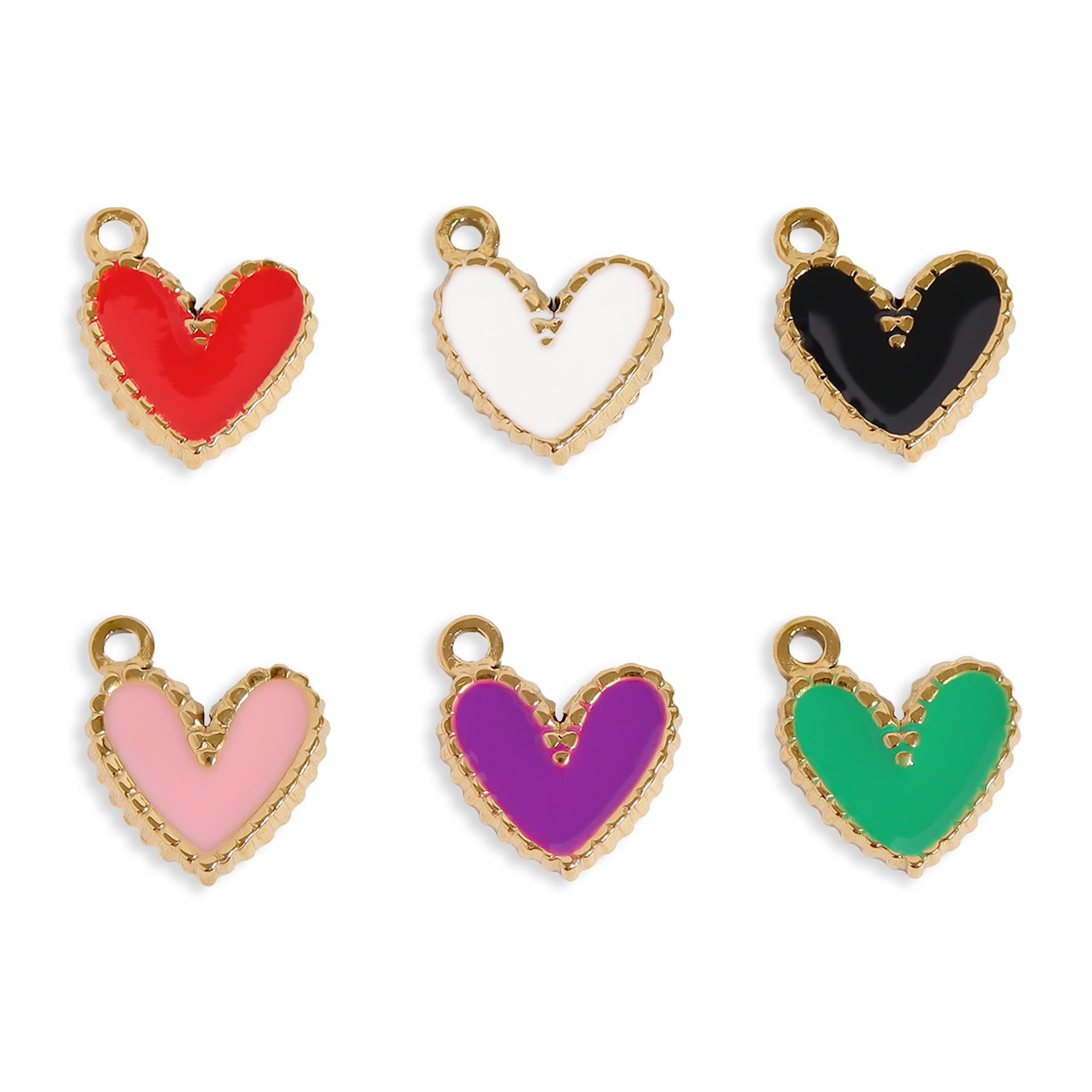 18K Gold PVD Stainless Steel Epoxy Heart Charm / PDL0187、mySite、dreamappss