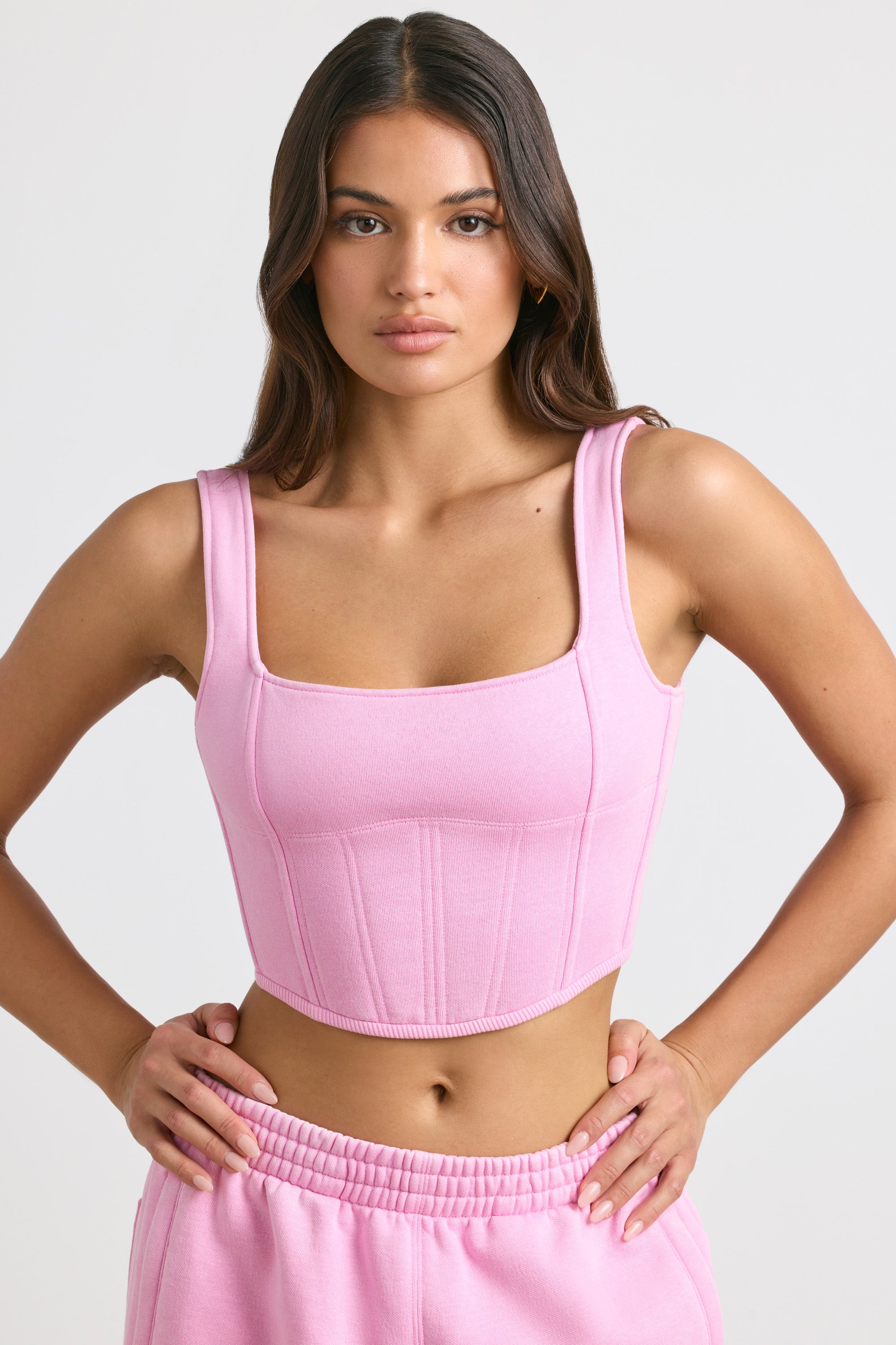 Corset Crop Top in Bubblegum Pink、mySite、solidvoid