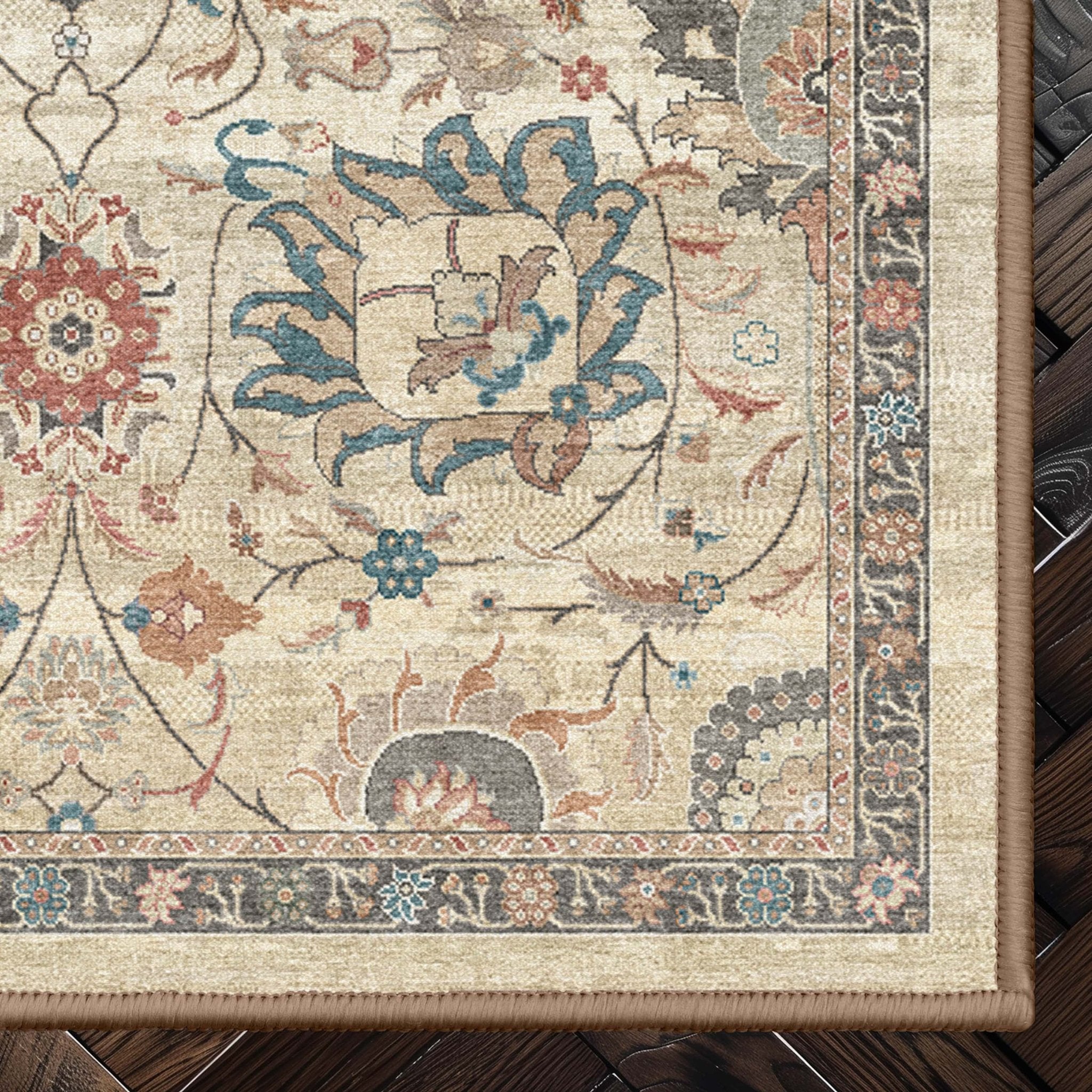 Vienna Vintage Oriental Botanical Rug – Easy Clean, Stylish Elegant Design、mySite、gigharbornorthrealestate