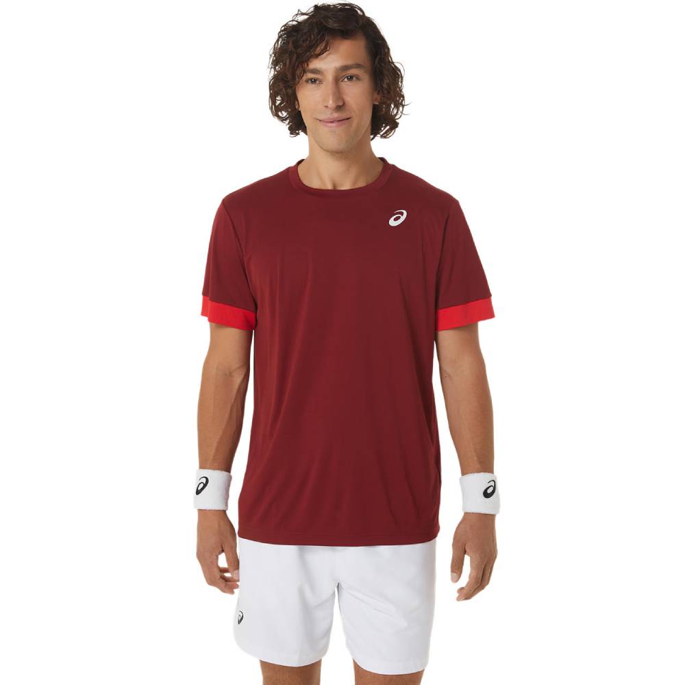 Asics Men's Court Short Sleeve Top (Beet Juice/Classic Red)