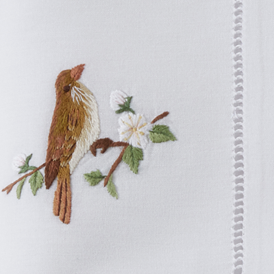  Embroidered Bird Hemstitch Napkin 6 Pack、mySite、elrpsem3k