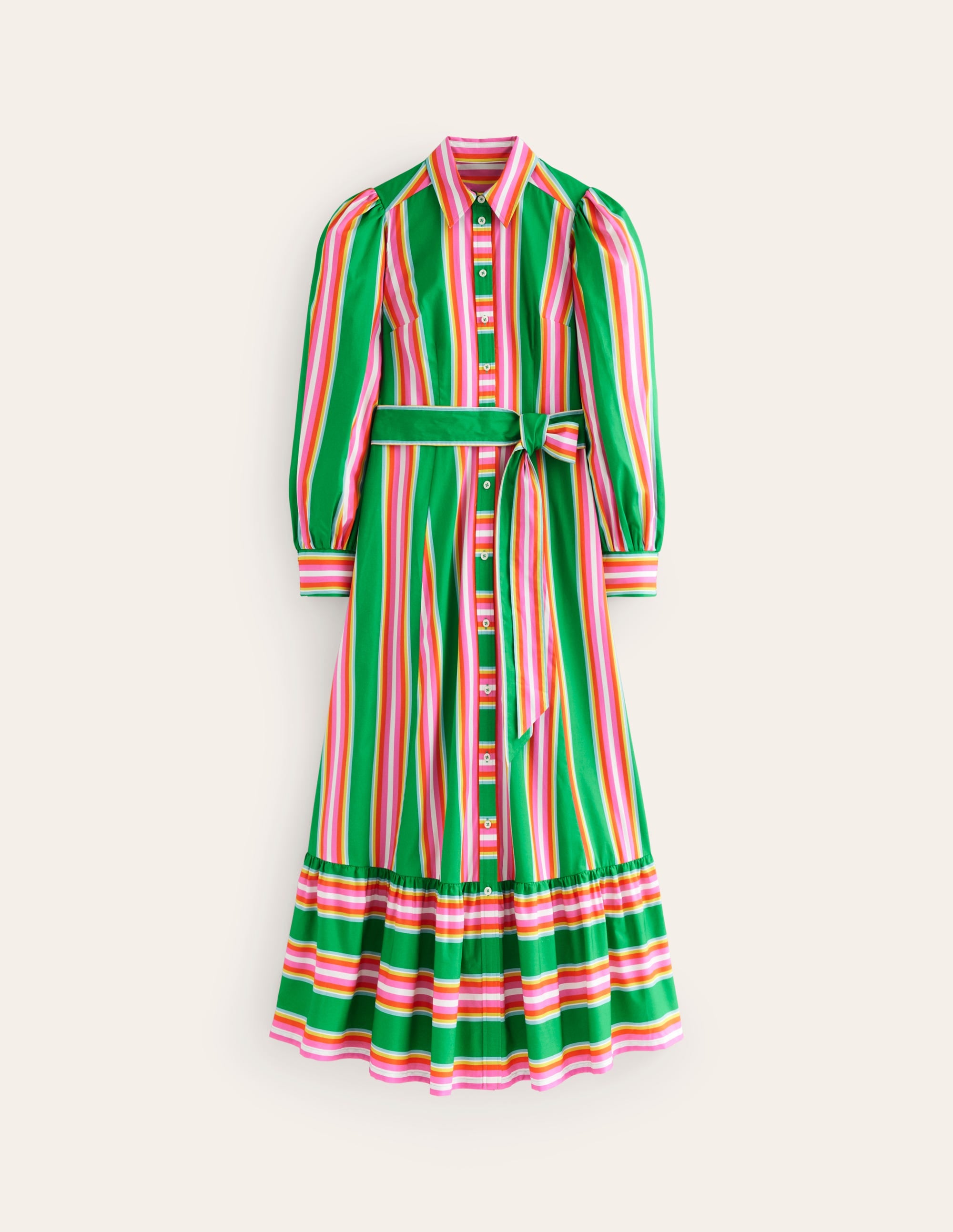  Cotton Midi Shirt Dress-Green Tambourine, Pink Stripe、mySite、ashleygrahame