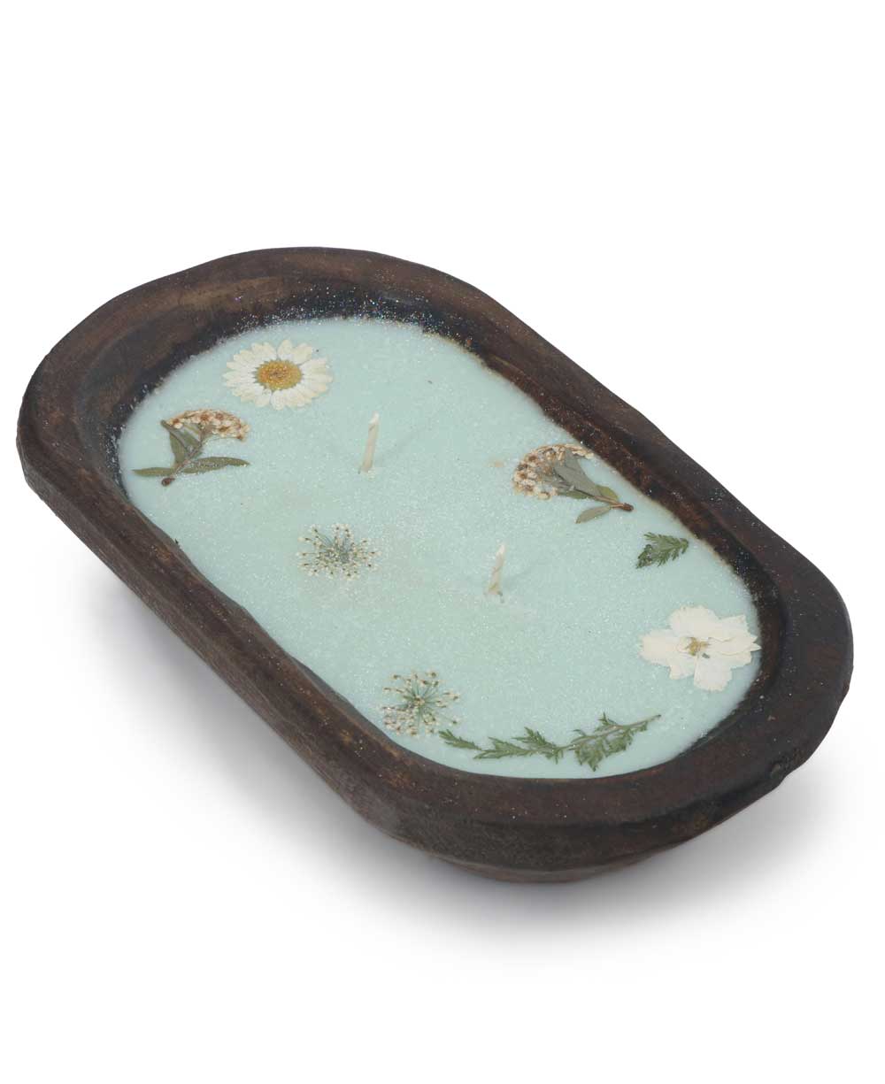 Sea Green Floral Scented Candle with Pressed Flowers、mySite、topwebapps