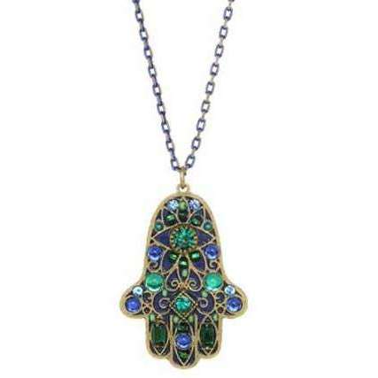 Michal Golan Hamsa Necklace in Black, Blue and Green、mySite、topwebapps