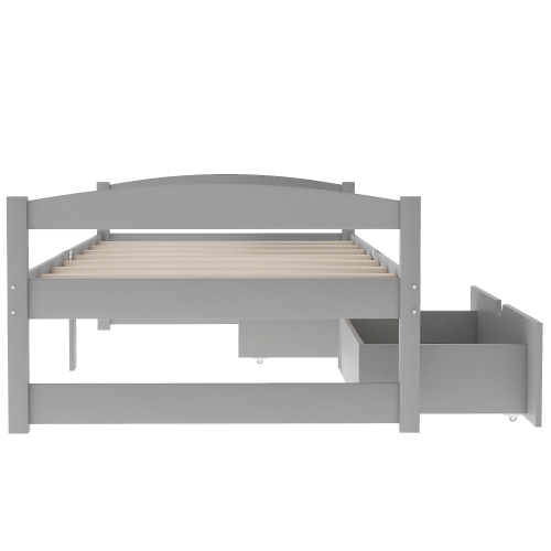 Twin size platform bed, with two drawers, gray、、casual