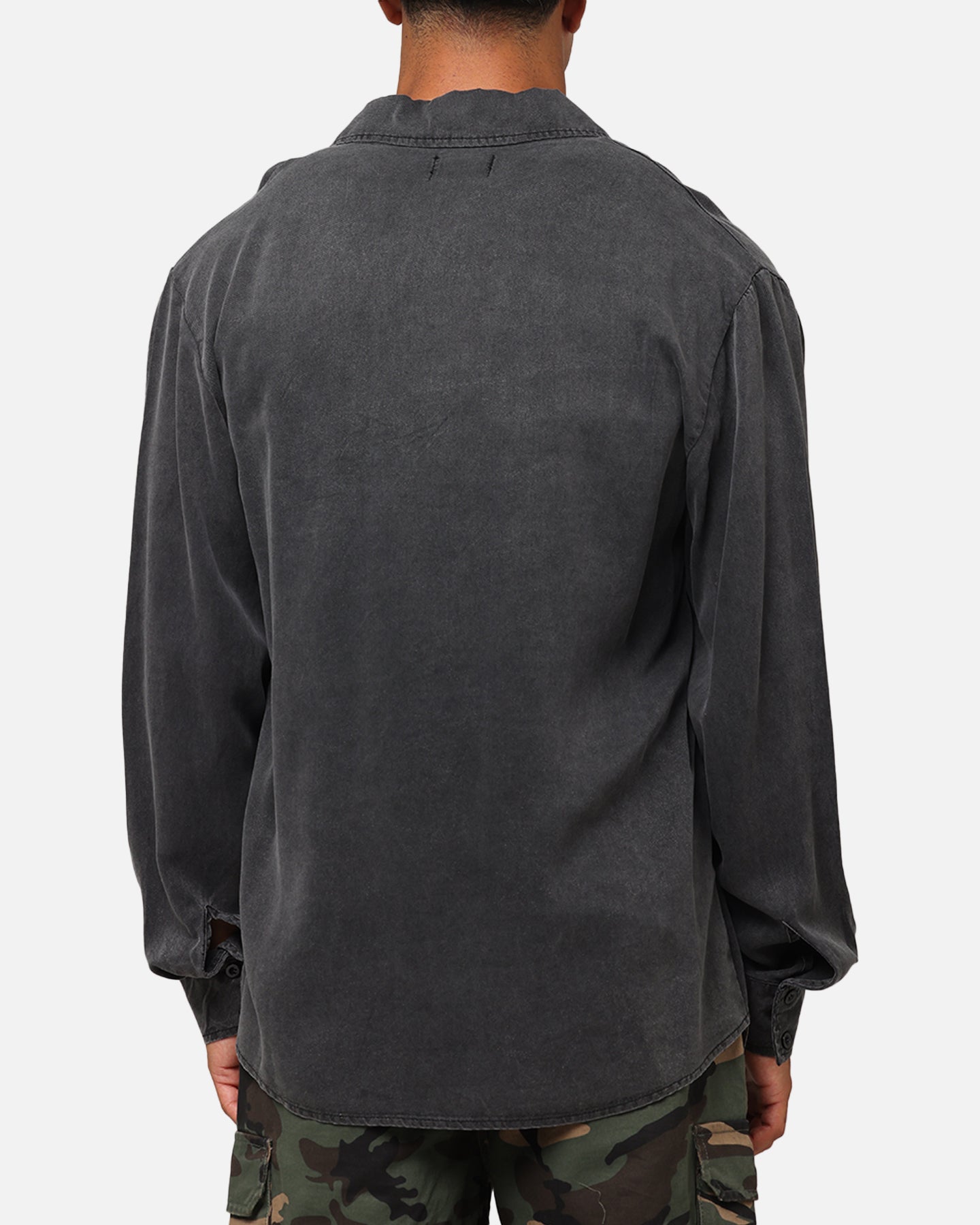 XXIII Acid Wash Button Up Over Shirt Washed Black、mySite、zt4zffjzw