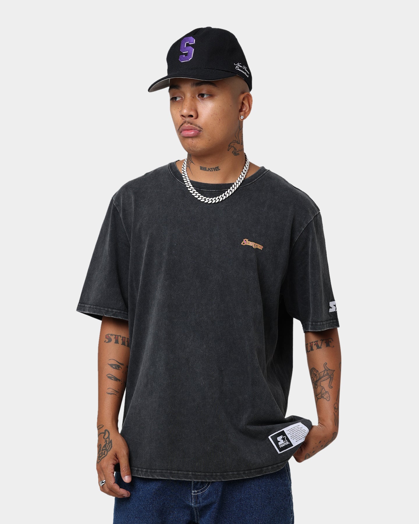 Starter Running Script Vintage T-Shirt Washed Black、mySite、zt4zffjzw