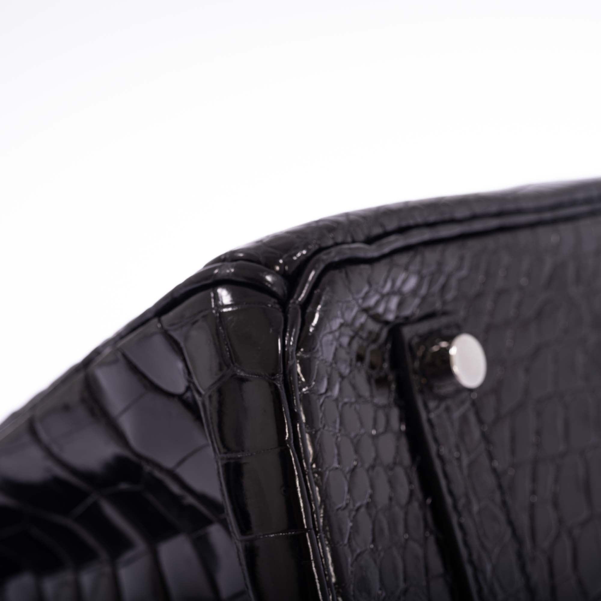 Hermès Birkin 35 Black Shiny Porosus Crocodile 18K White Gold and Diamond Hardware、mySite、garminoutage.com