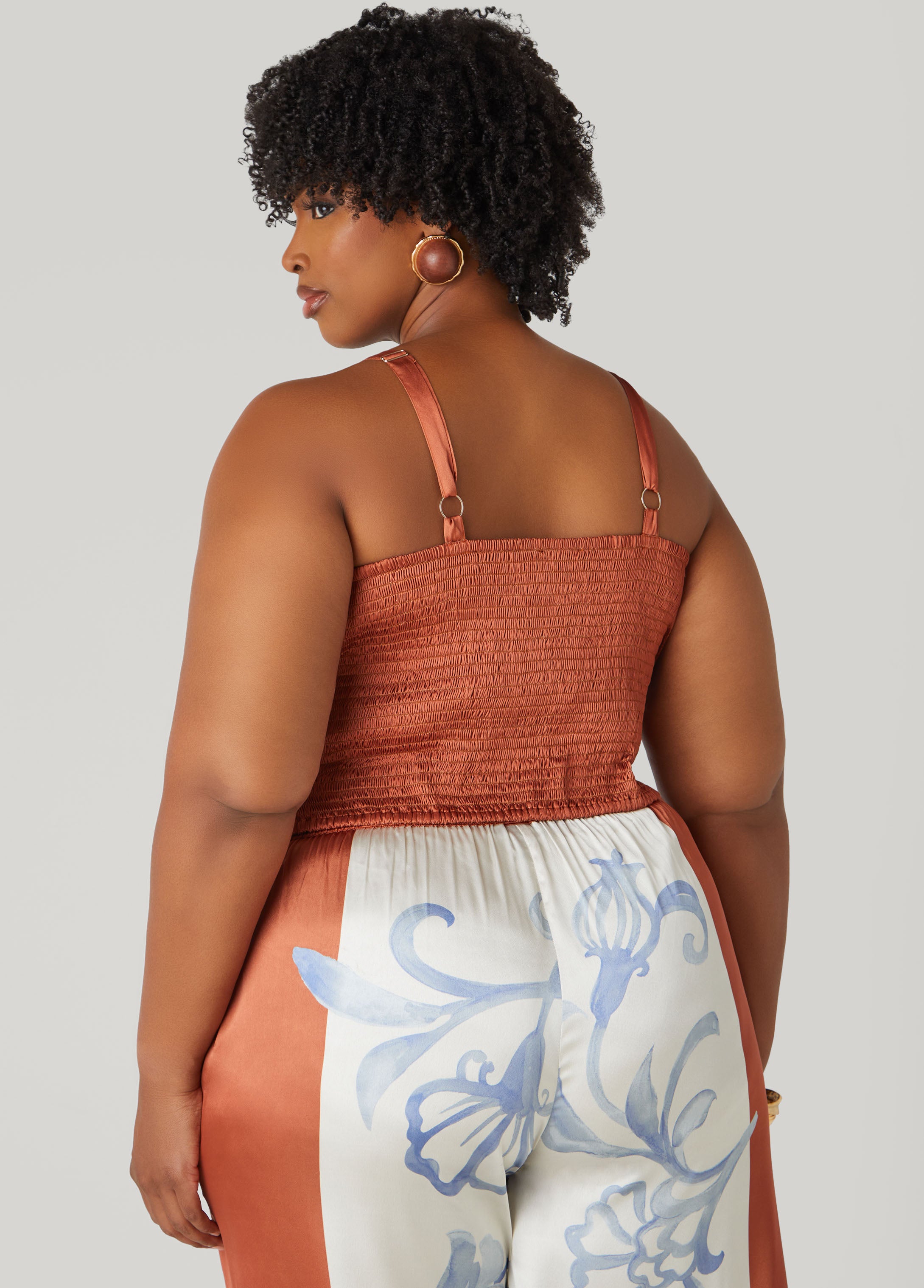 Shirred Floral Satin Top、mySite、bengalsvssteelers