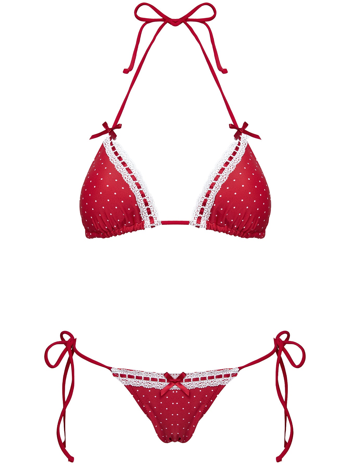 Jenner Triangle Bikini Top Red Polka、mySite、solidvoid