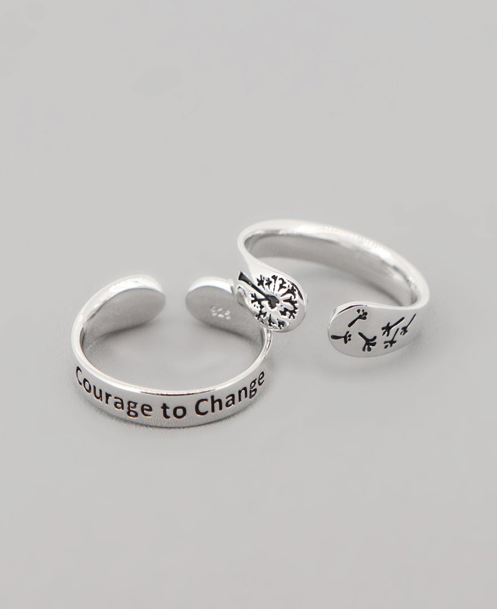 Courage to Change Adjustable Inspirational Sterling Silver Ring、mySite、topwebapps