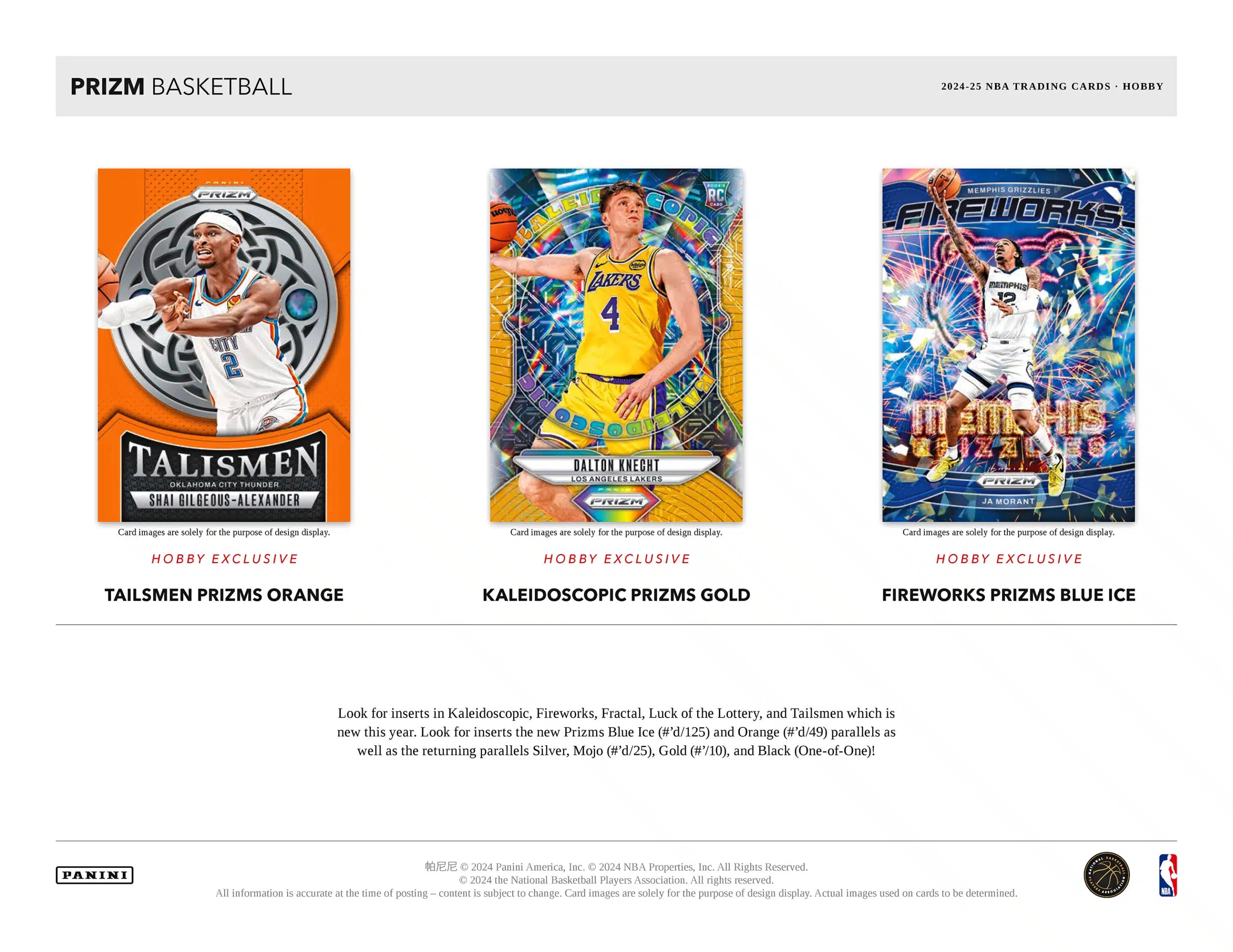 Panini Prizm NBA Basketball 2024/25 - Hobby Box、mySite、waistdrama