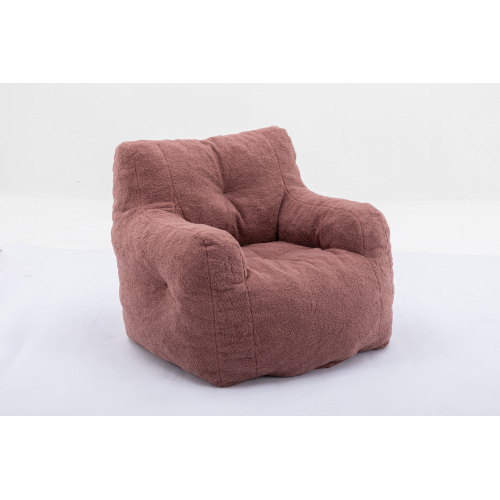 010-Soft Teddy Fabric Tufted Foam Bean Bag Chair With Teddy Fabric Ivory White、、casual