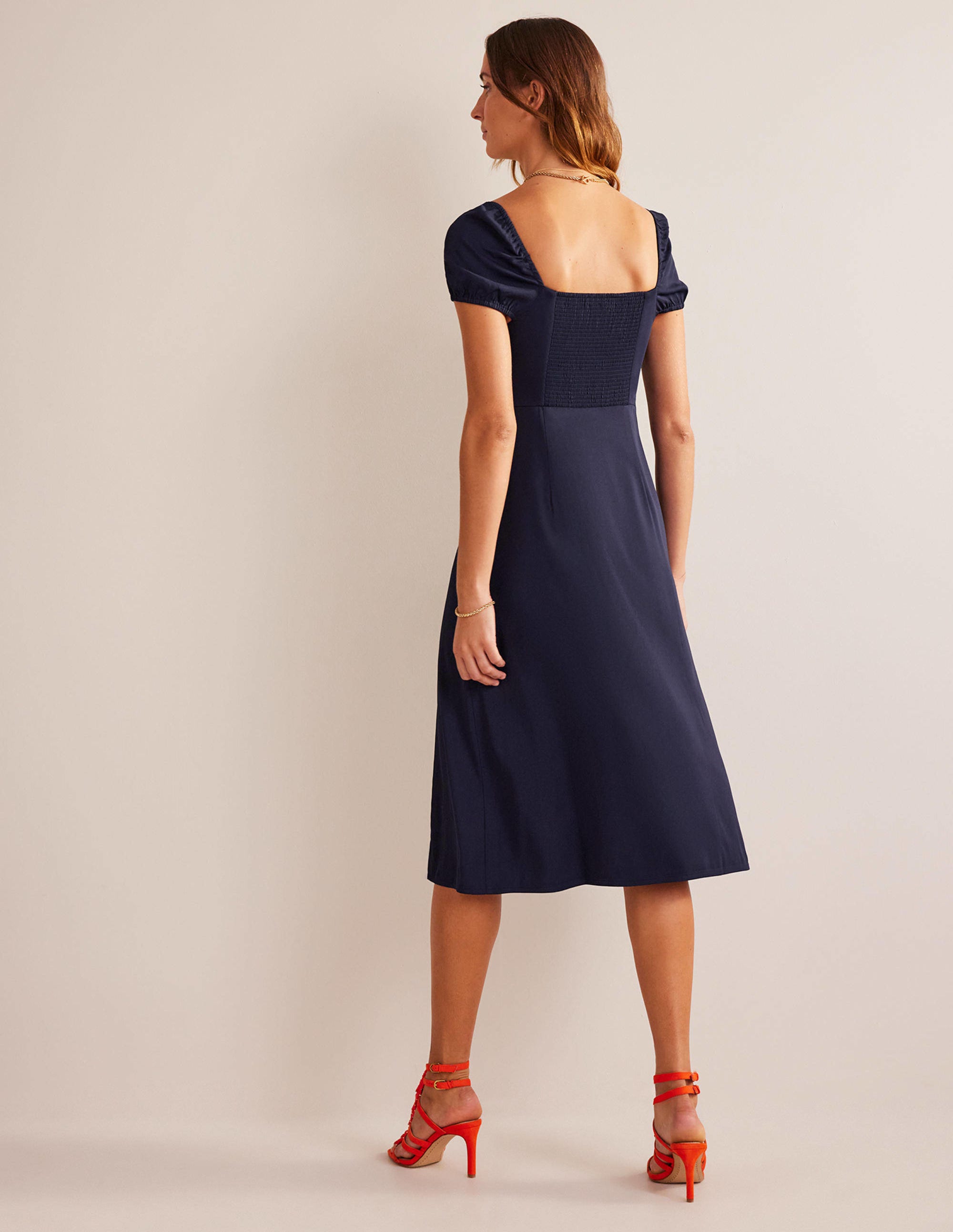  Cap-Sleeve Midi Dress-Navy、mySite、ashleygrahame