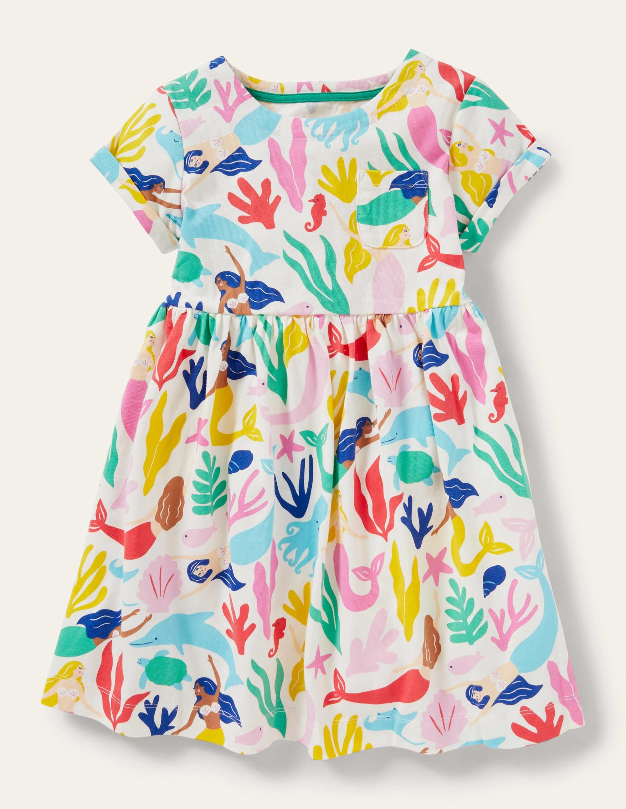  Short Sleeve Fun Jersey Dress-Ivory Mermaids、mySite、ashleygrahame