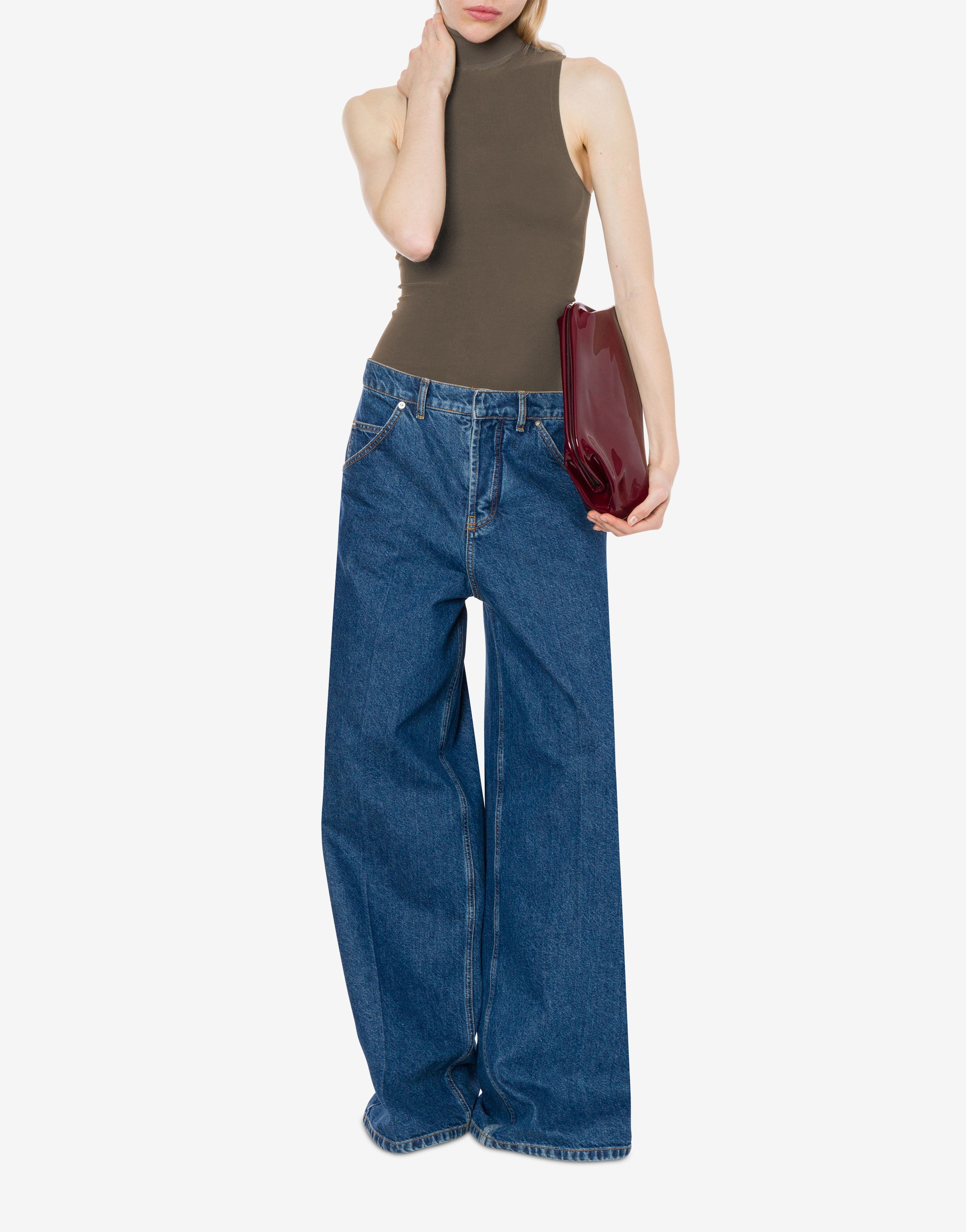 Top a collo alto in tessuto stretch、mySite、aoinhome