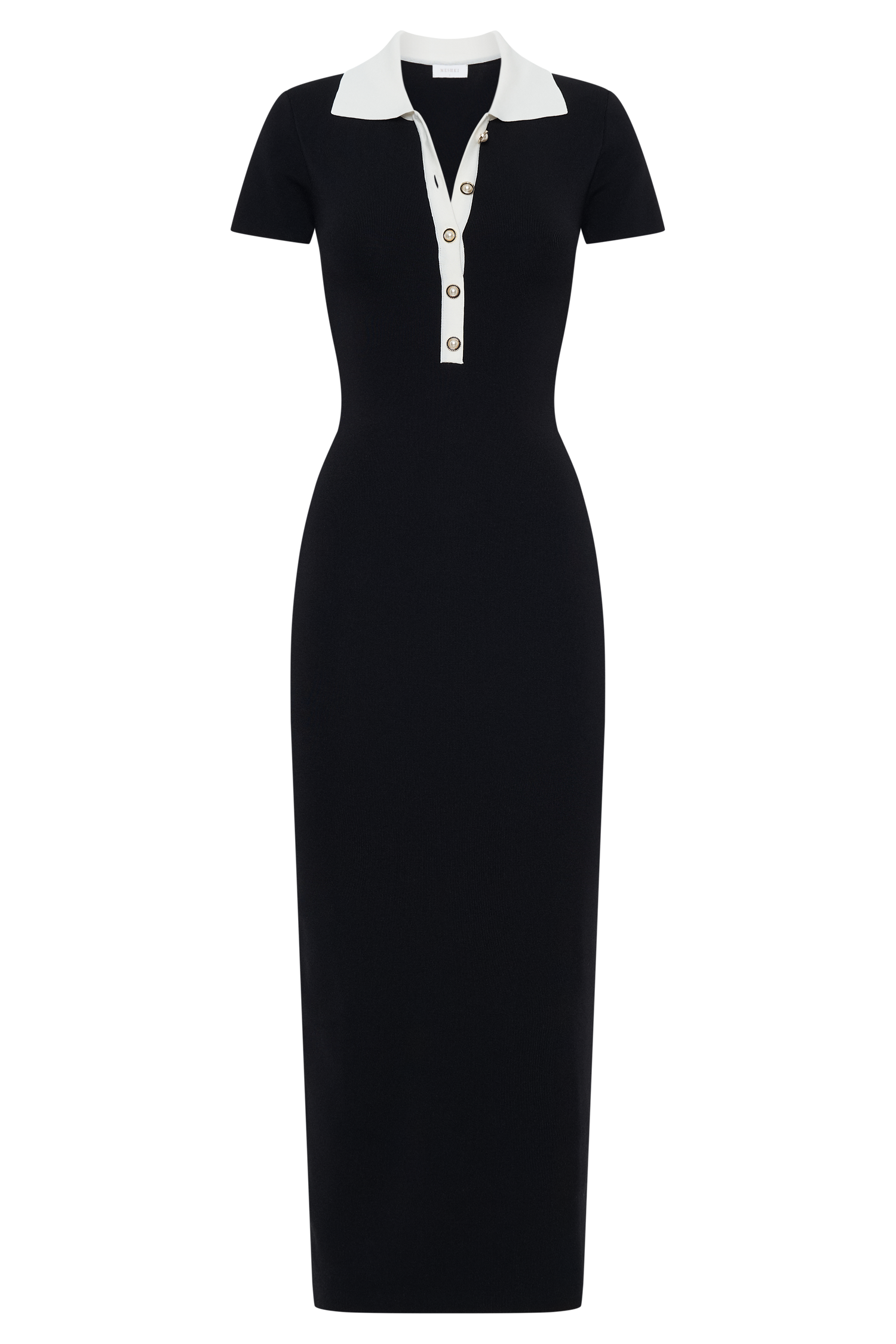 Jessamine Collared Contrast Maxi Dress - Black、mySite、solidvoid