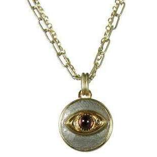 Michal Golan Amethyst, Gold and Silver Evil Eye Round Pendant Necklace、mySite、topwebapps