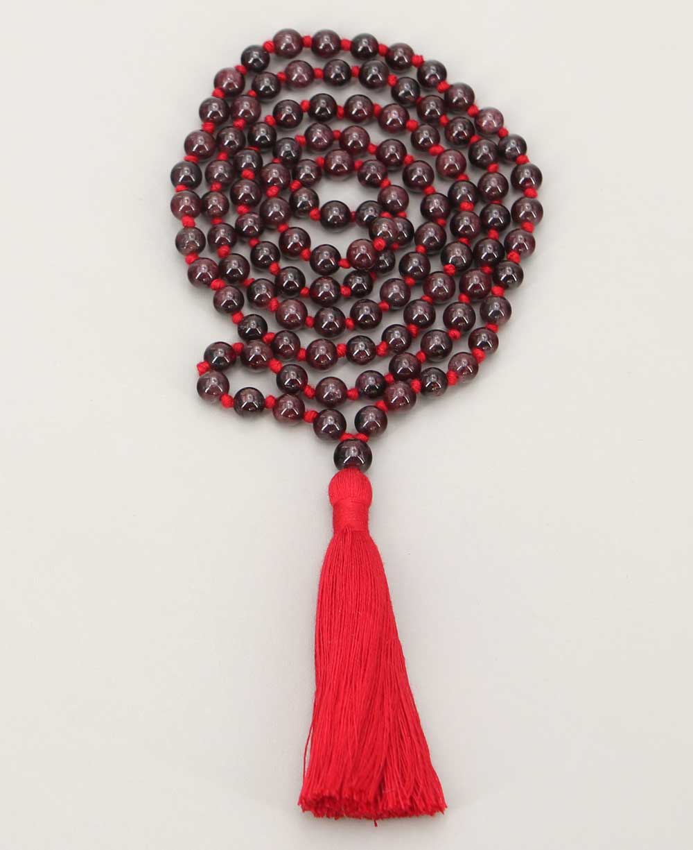 Red Garnet 108 Beads Meditation Mala, Knotted、mySite、topwebapps