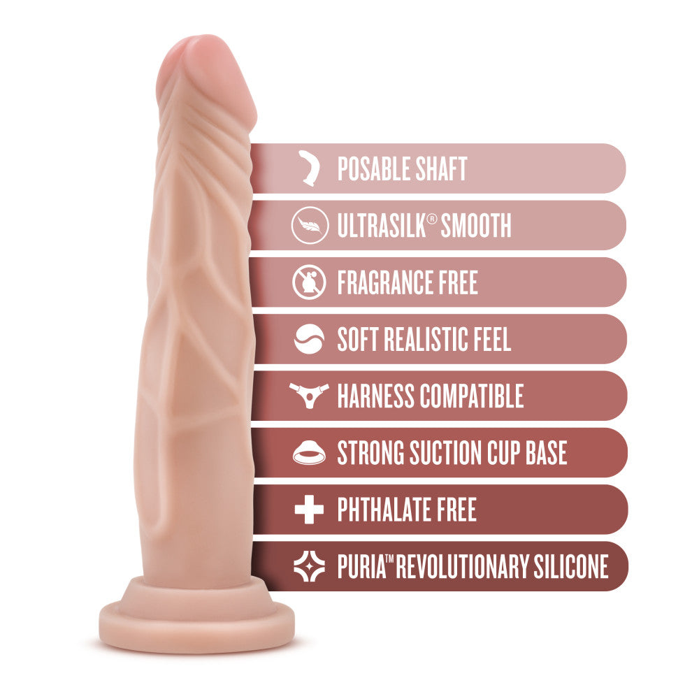 Dr. Skin Silicone By Blush® | Dr. Carter Realistic Vanilla 7.5-Inch Long Dildo With Suction Cup Base、mySite、bottomscart