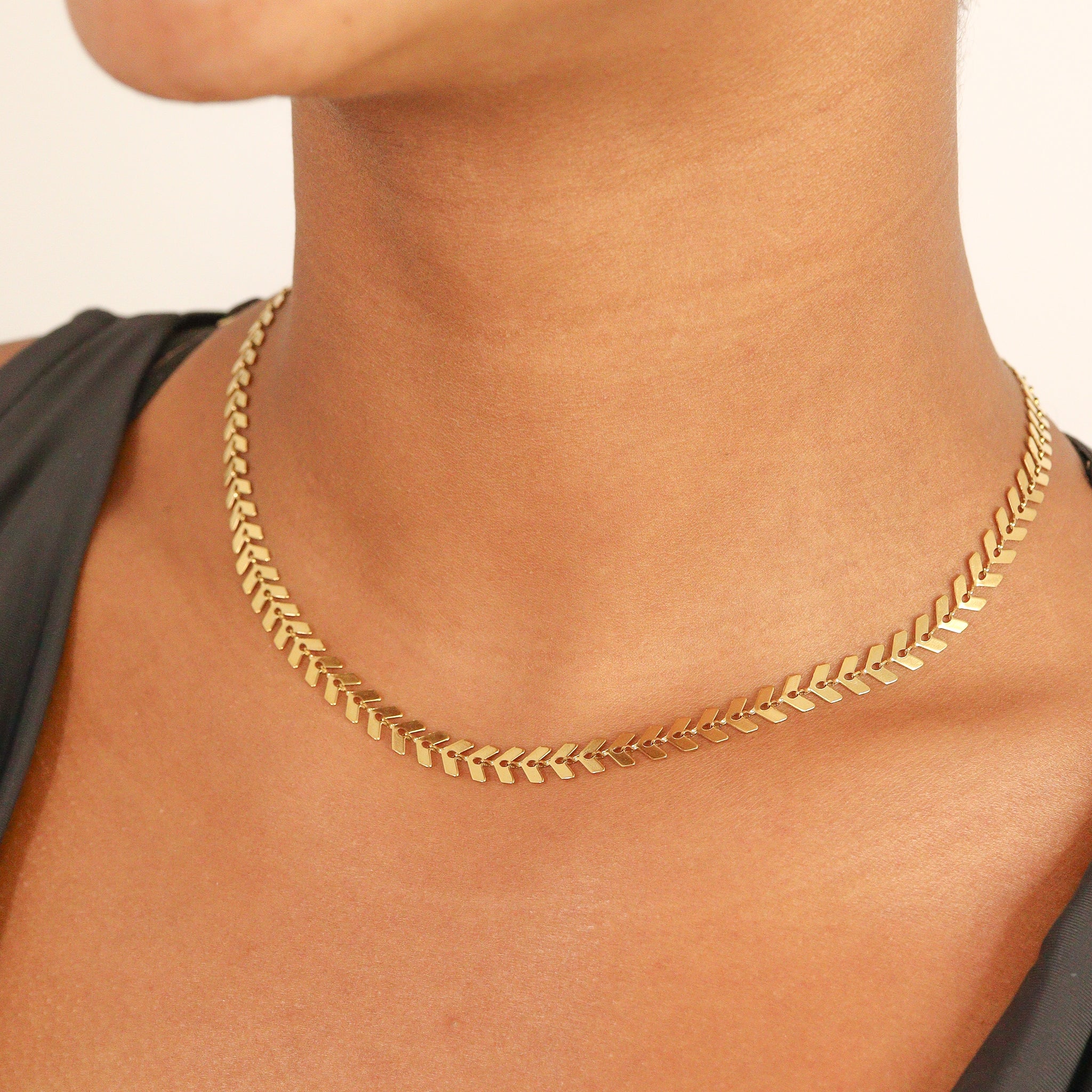 18K Gold PVD Stainless Steel Chevron Chain Necklace / CHN9955、mySite、dreamappss