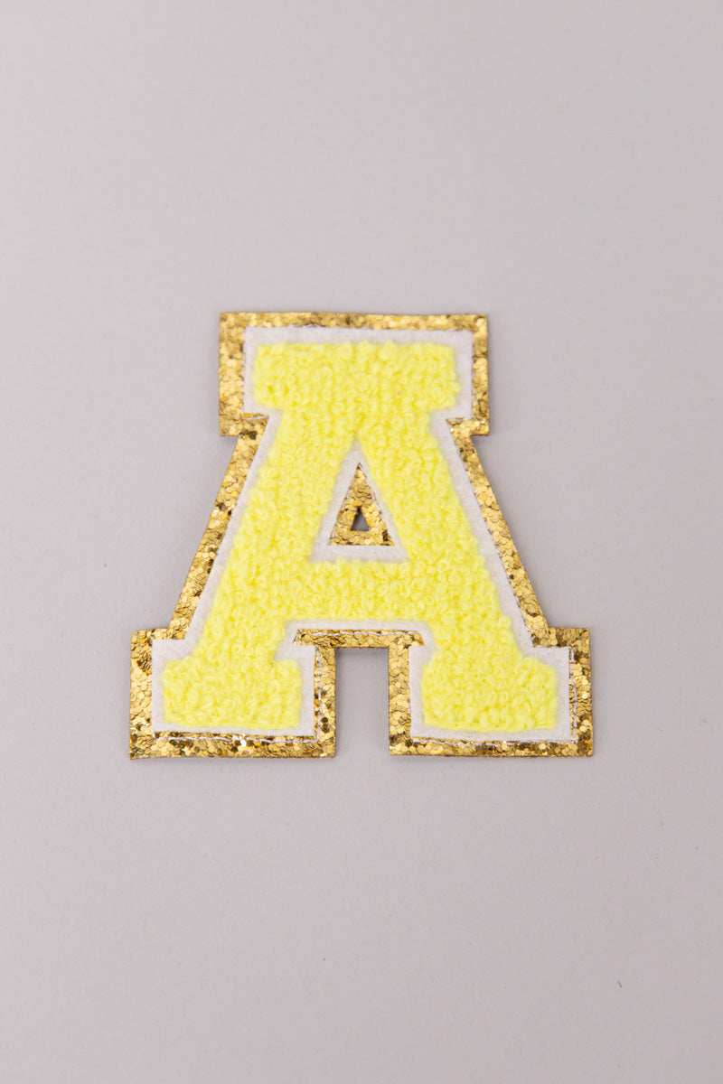 Chenille Adhesive Letter Patches- Yellow 5.5cm、mySite、hinf8tx79