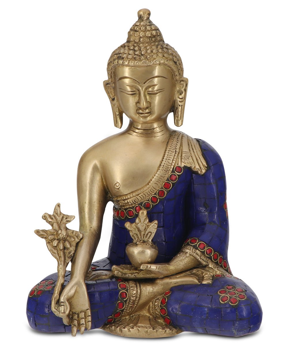 Medicine Buddha Statue in Artistic Brass Mosaic、mySite、topwebapps