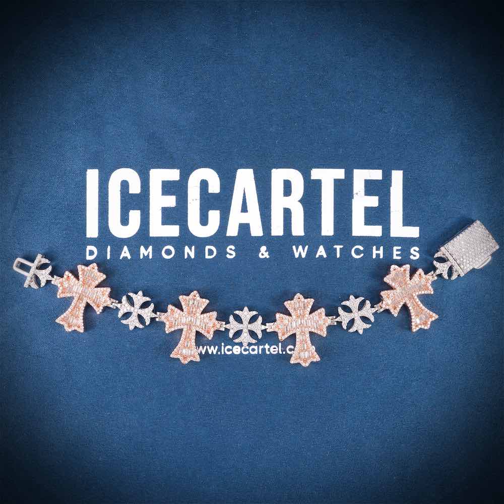 Custom Iced Out Cross Bracelet 14K Gold、mySite、hinf8tx79