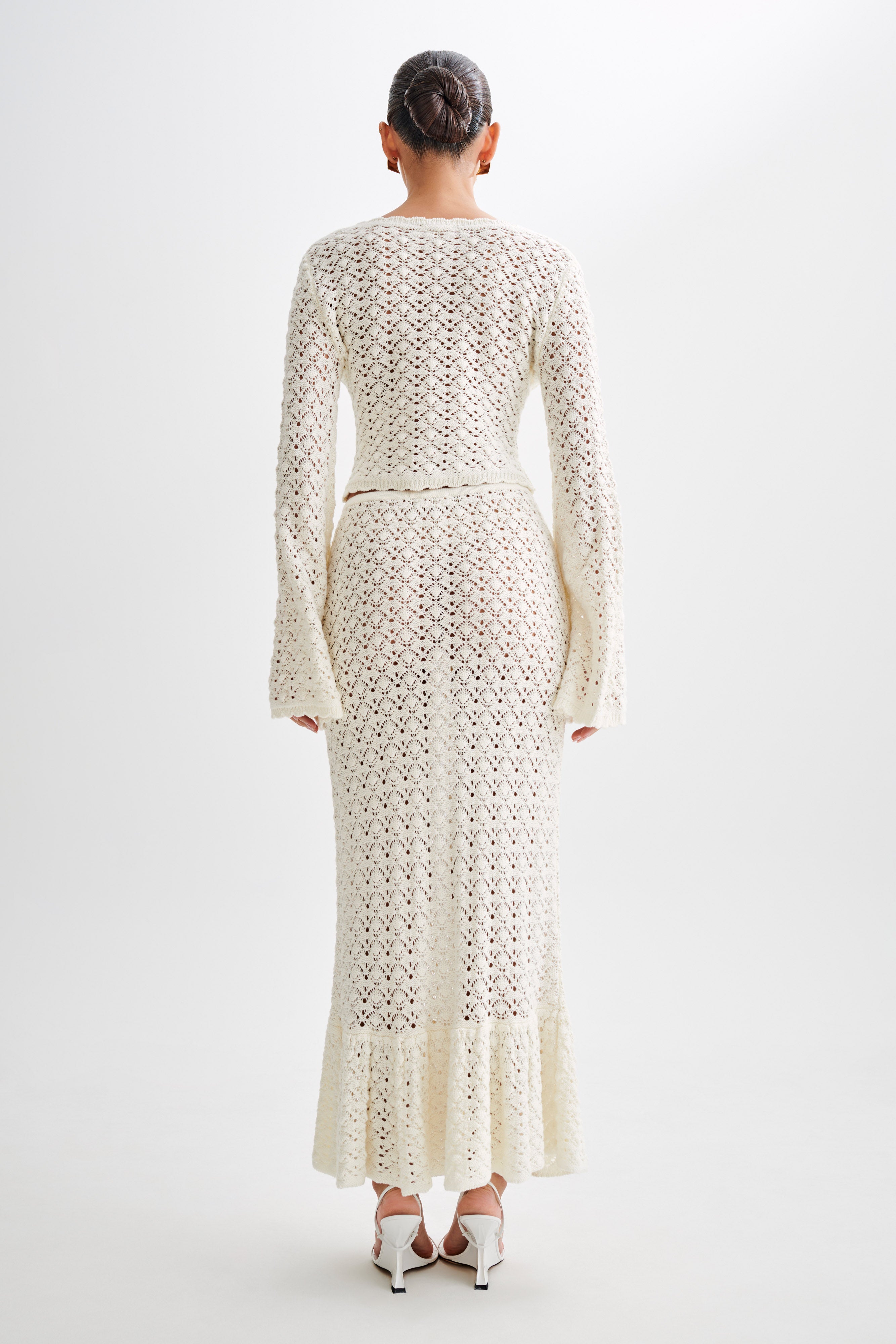 Anais Scalloped Long Sleeve Knit Top - Ivory、mySite、solidvoid