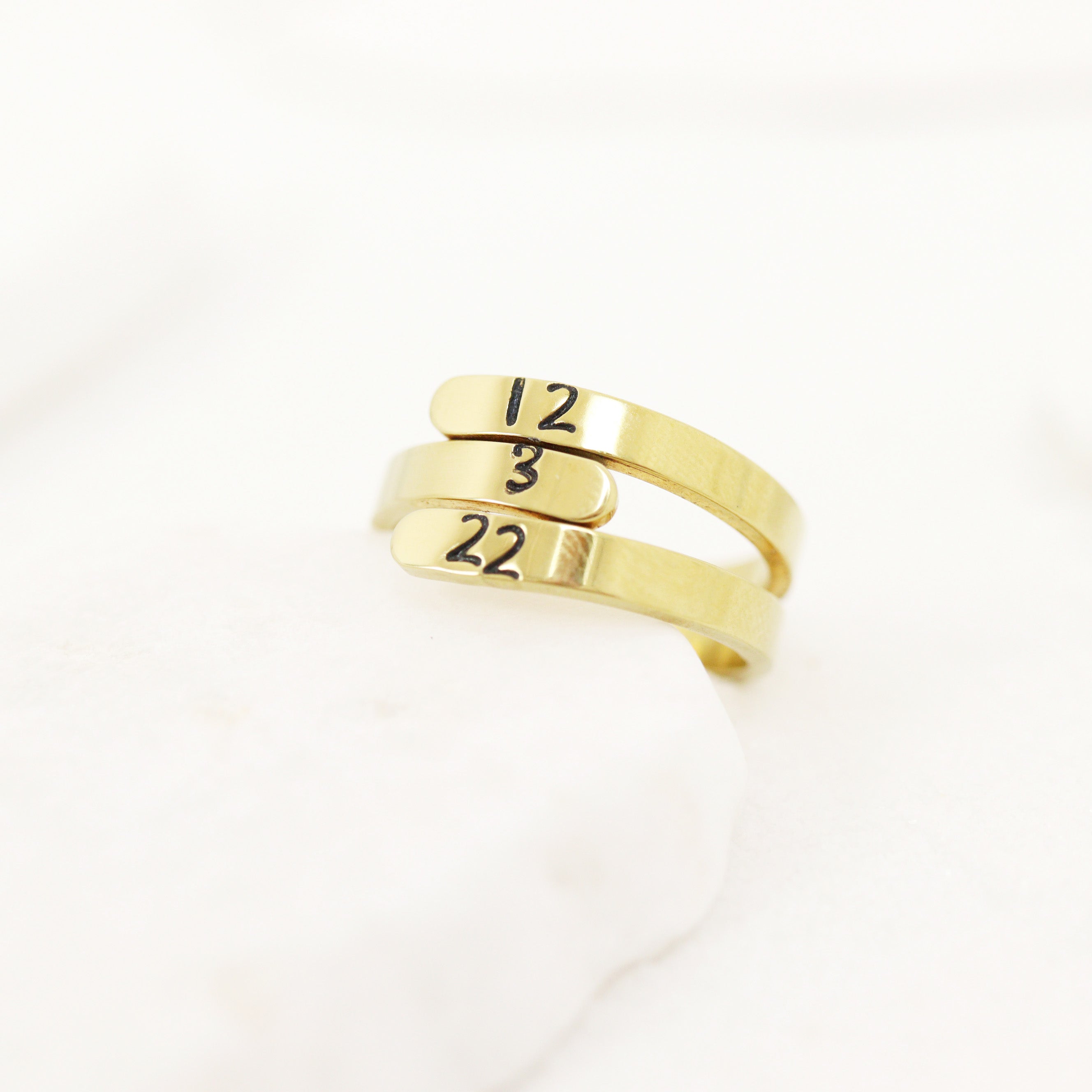18K Gold PVD Stainless Steel Blank 3 Name Wrap Ring / ZRJ9018、mySite、dreamappss