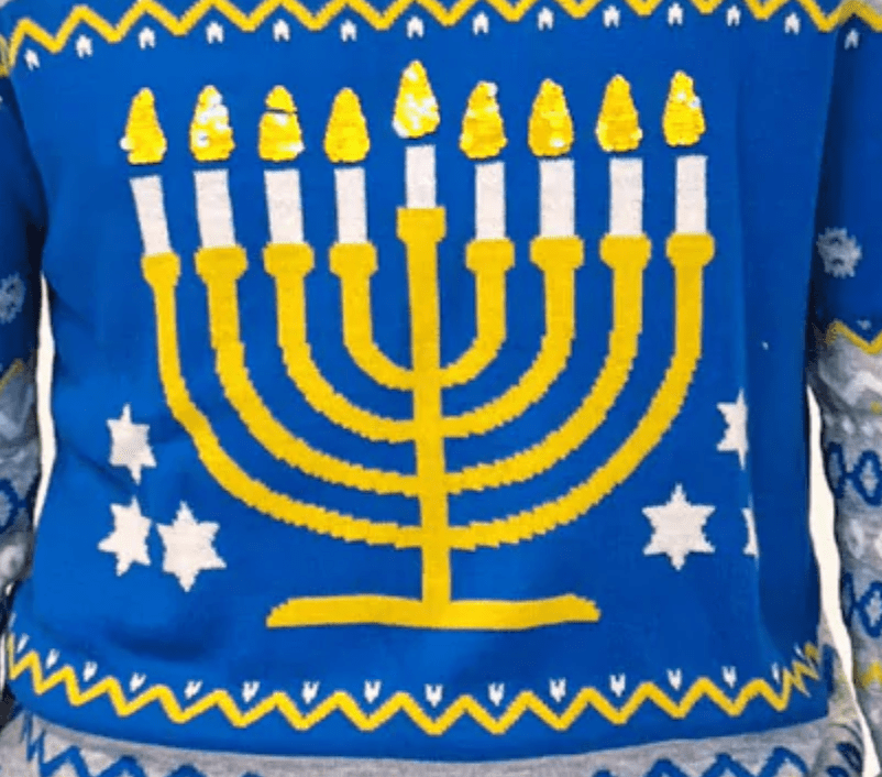 Men's Reversible Menorah Sequin Sweater by Tipsy Elves (Sizes Small - 5XL)、mySite、topwebapps