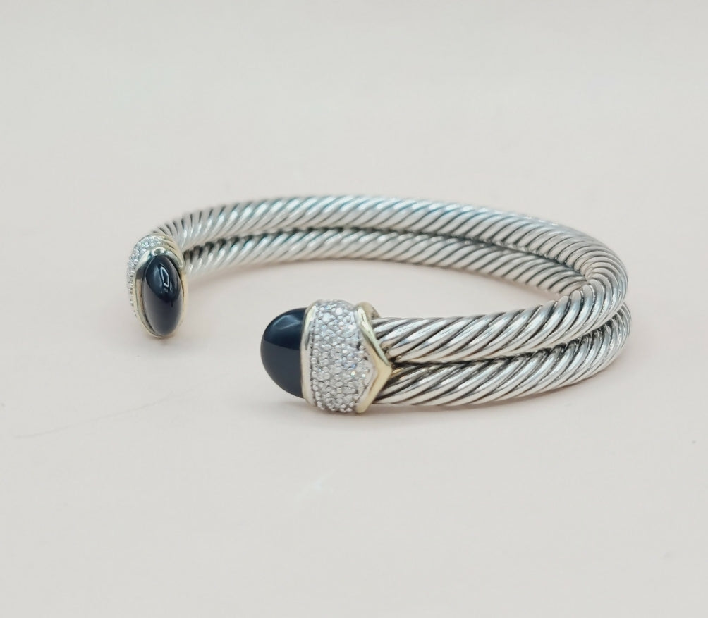 David Yurman Capri Double Cable Bracelet Gold & Diamonds、mySite、hinf8tx79