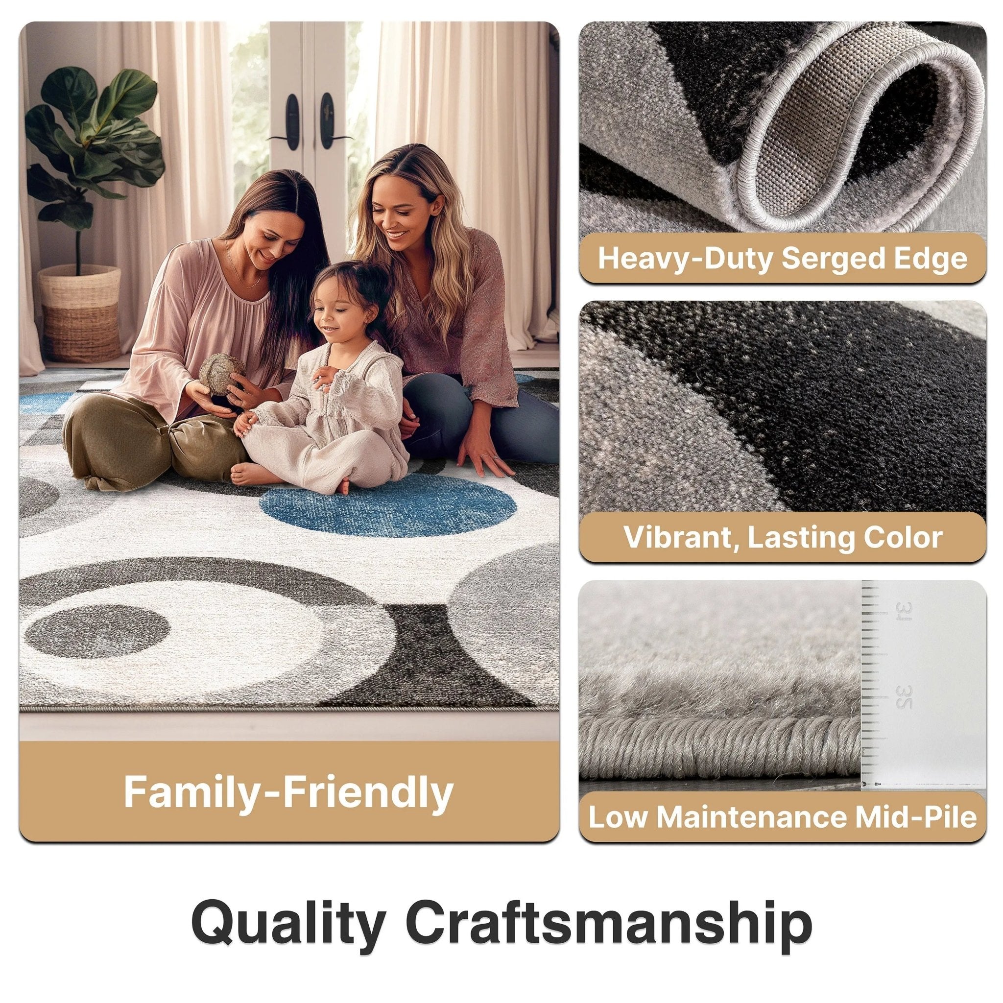 Avi Modern Geometric Grey Blue Rug、mySite、gigharbornorthrealestate